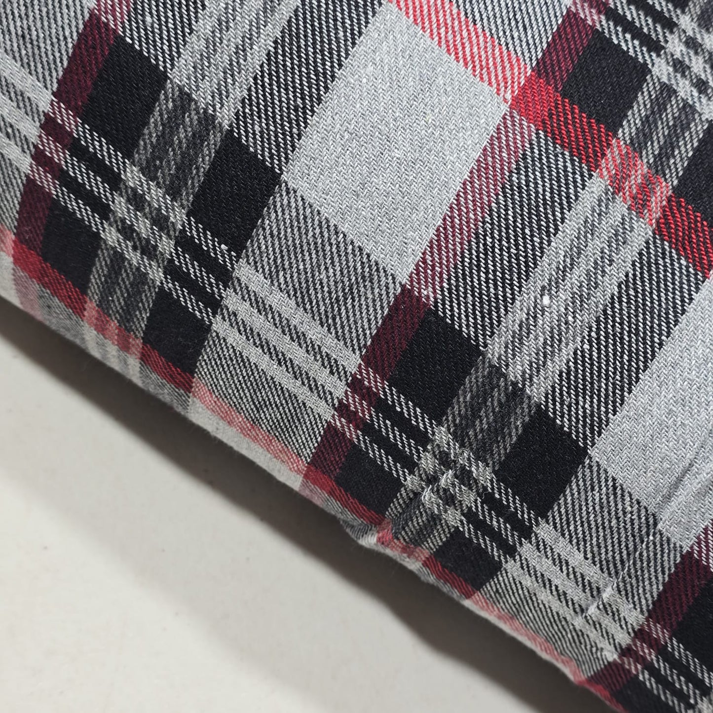 Grey Black Red Tartan Check Cotton Flannel Fabric Soft Brushed Plaid 58" By The Meter