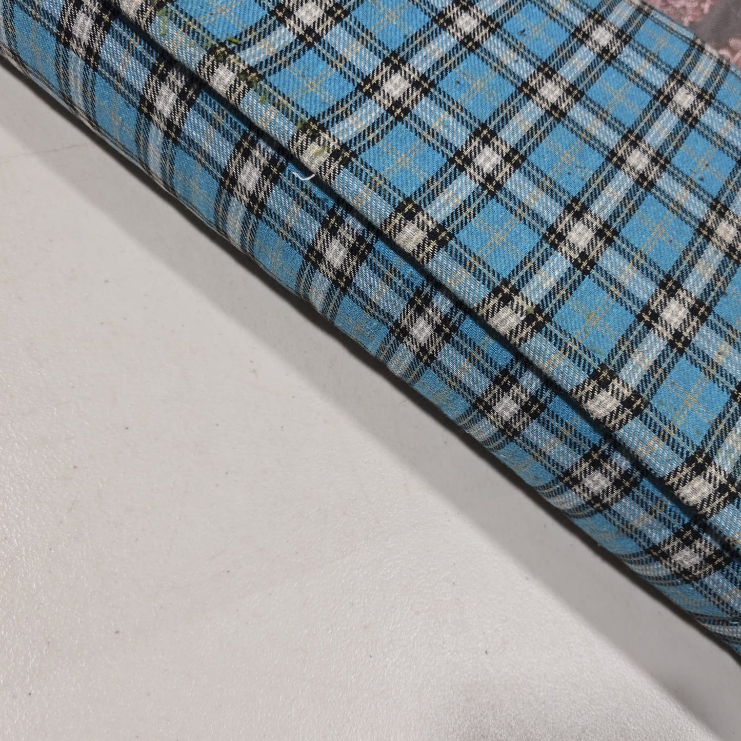 Sky Blue Tartan Cotton Flannel Fabric Soft Brushed Plaid 58" By The Meter