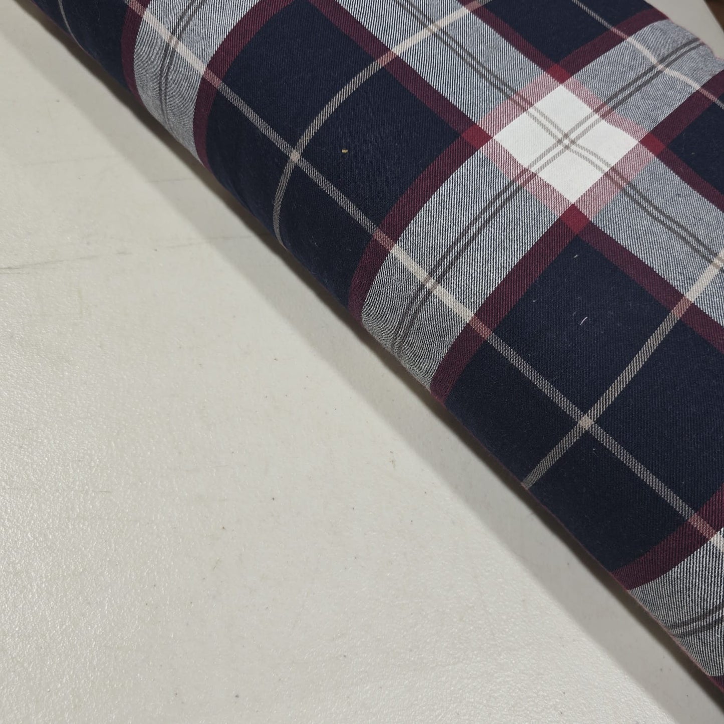 Navy Burgundy Grey Tartan Cotton Flannel Fabric Soft Brushed Check 58" By The Meter