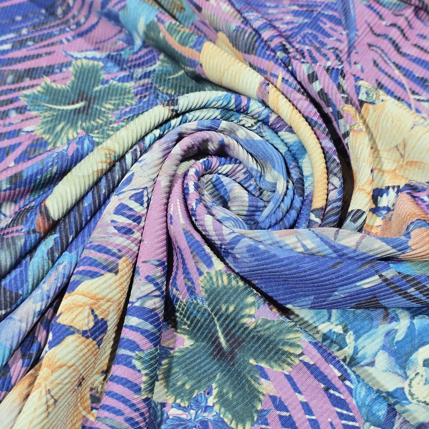 Tropical Floral Ribbed Jersey Fabric Stretch Dressmaking Material By The Meter