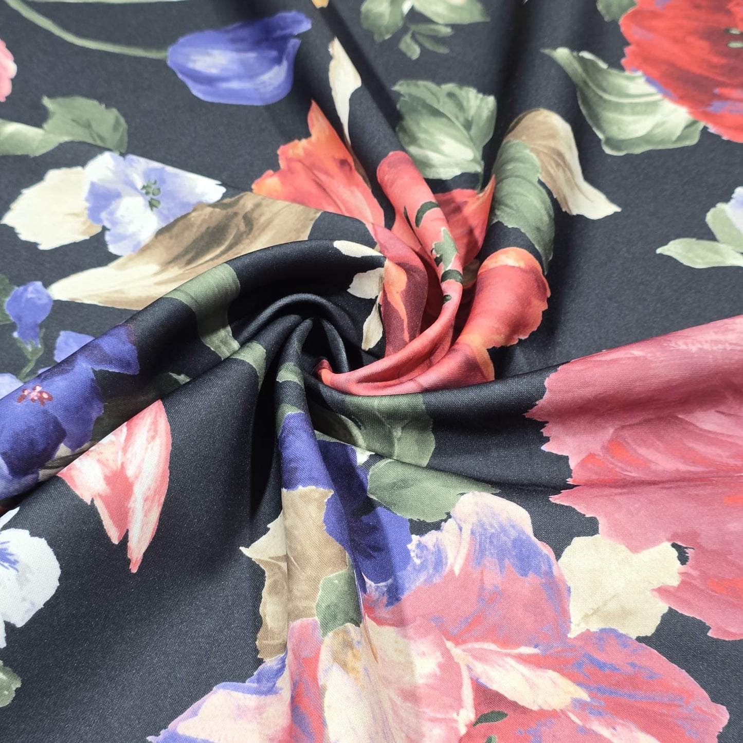 Large Floral Scuba Fabric 58" Stretch Dressmaking Fabric Rose Print Material By The Meter