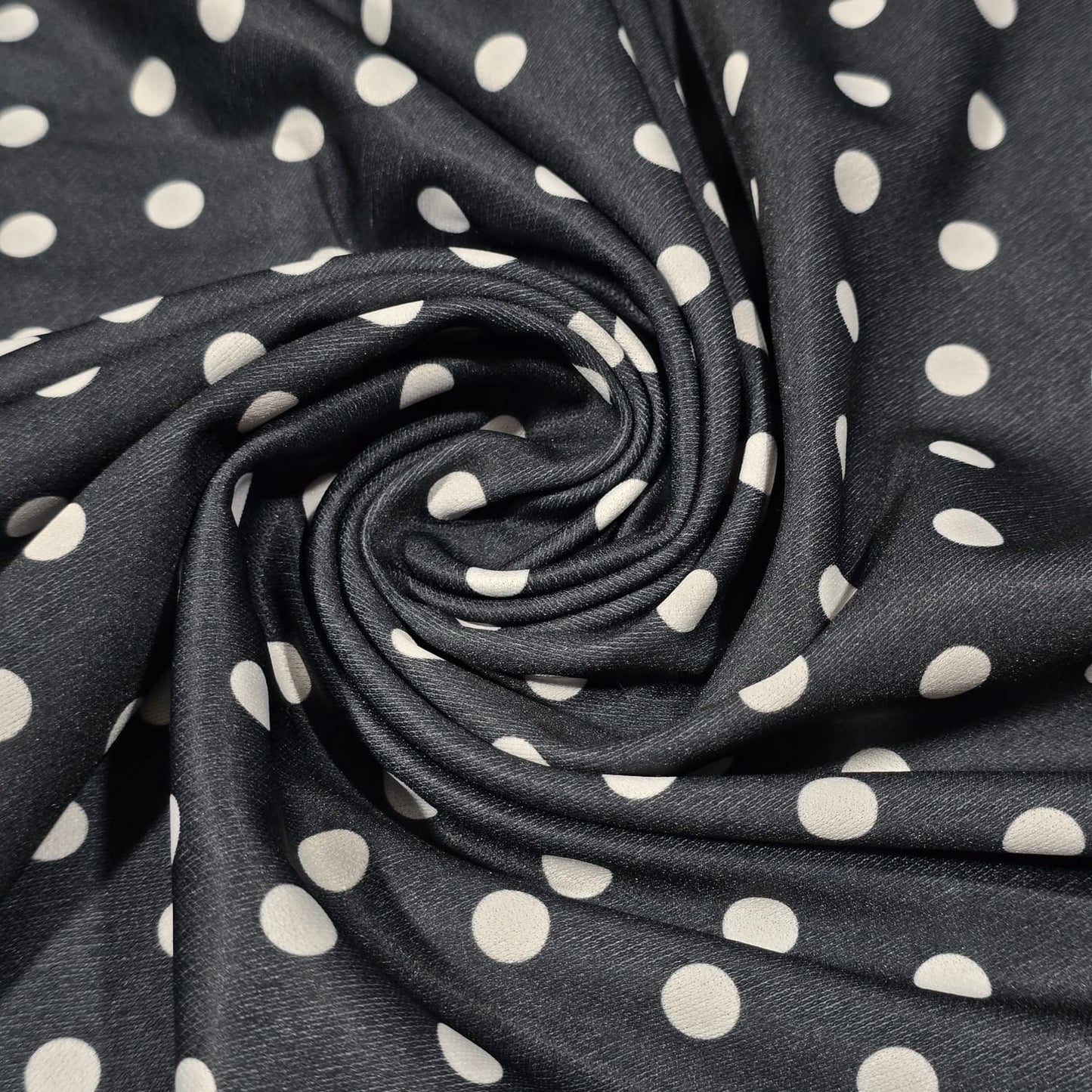 Black White Polka Dot ITY Stretch Fabric 58" Jersey Fabric By The Metre