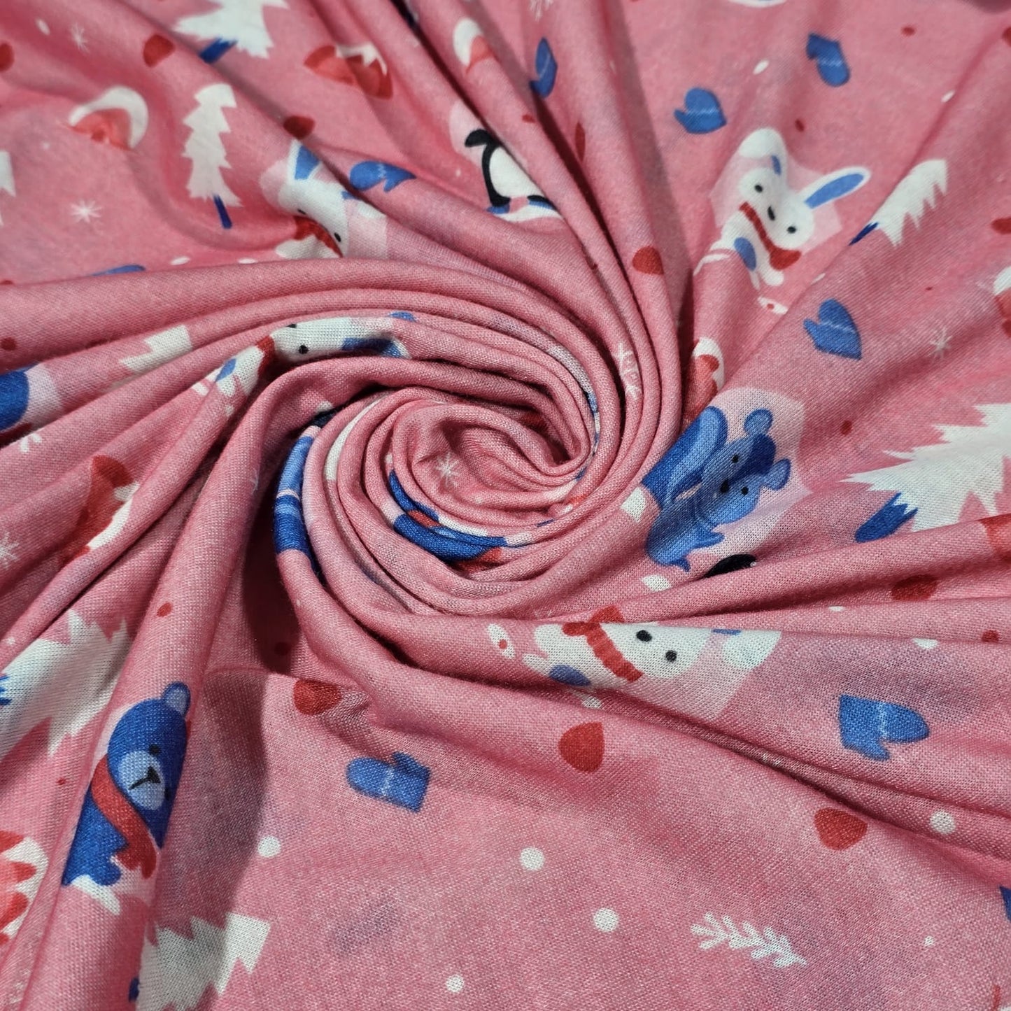 Pink Winter Animal Viscose Jersey Fabric – 58" Wide Soft Stretch Dressmaking Fabric Sold By The Metre