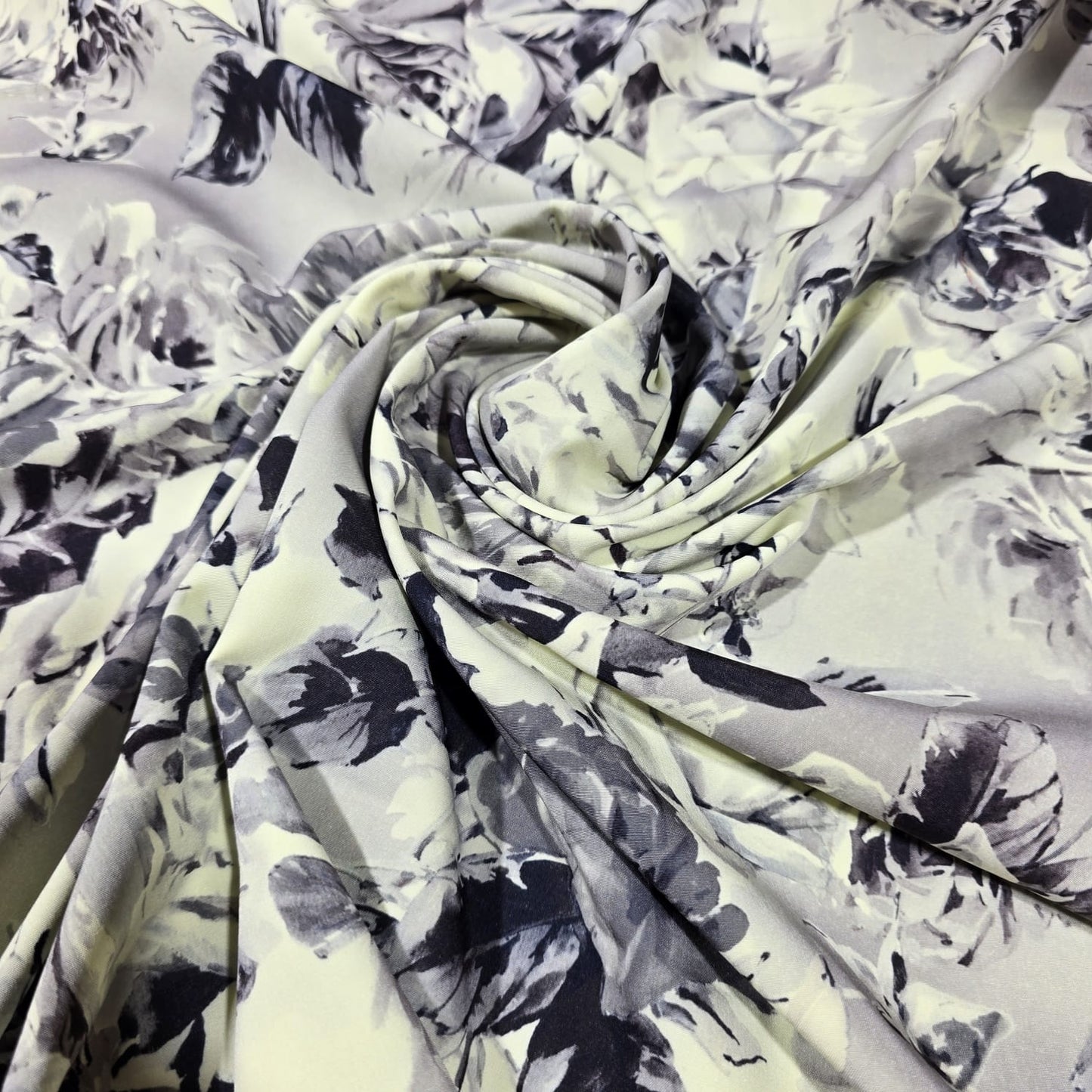 Lemon Floral Crepe Fabric – 58" Wide | Sold by the Metre