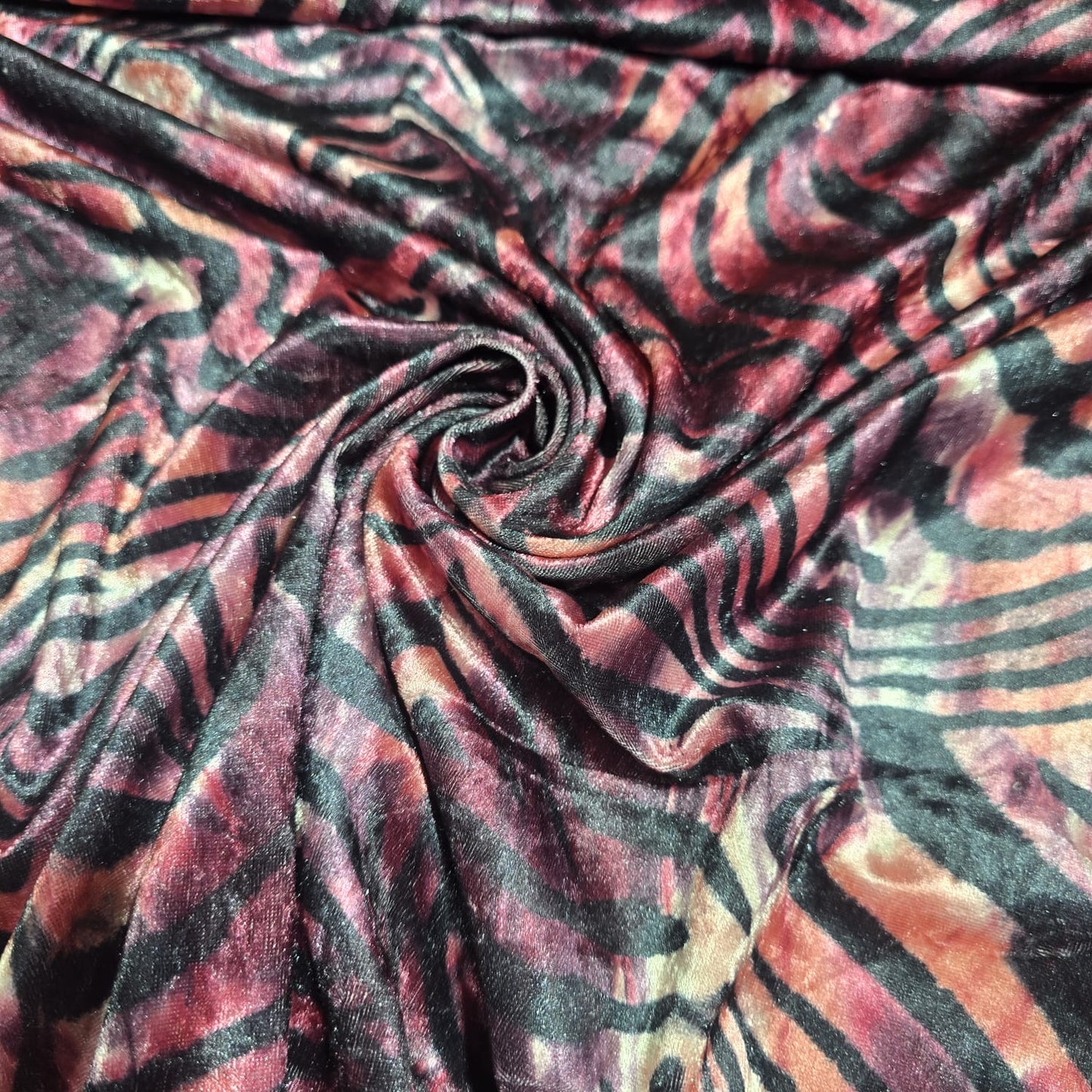 Abstract Animal Print Velour Stretch Fabric | Soft Velvet Jersey Material | 58" Wide Dress Fabric | Sold by the Metre