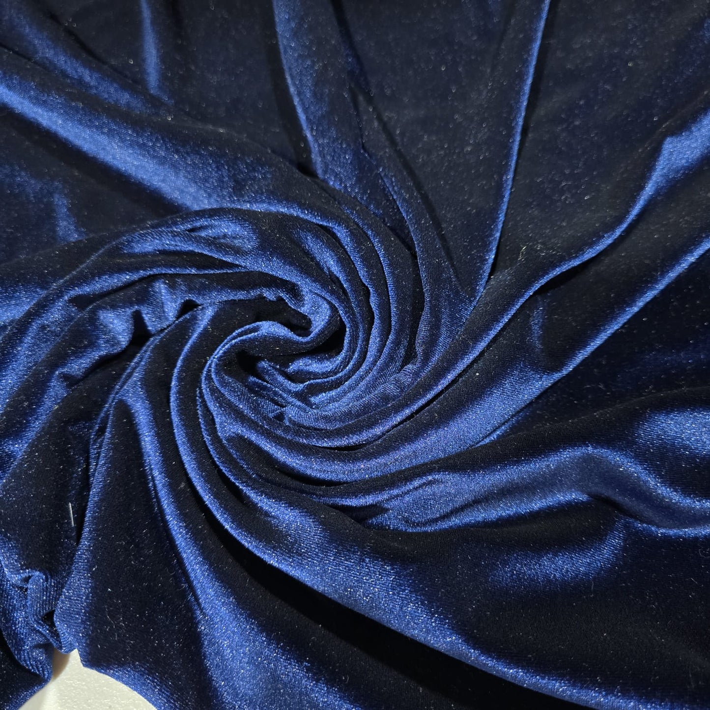 Royal Navy Blue Plain Velour 2 Way Stretch Fabric 58" Wide | Sold by the Metre