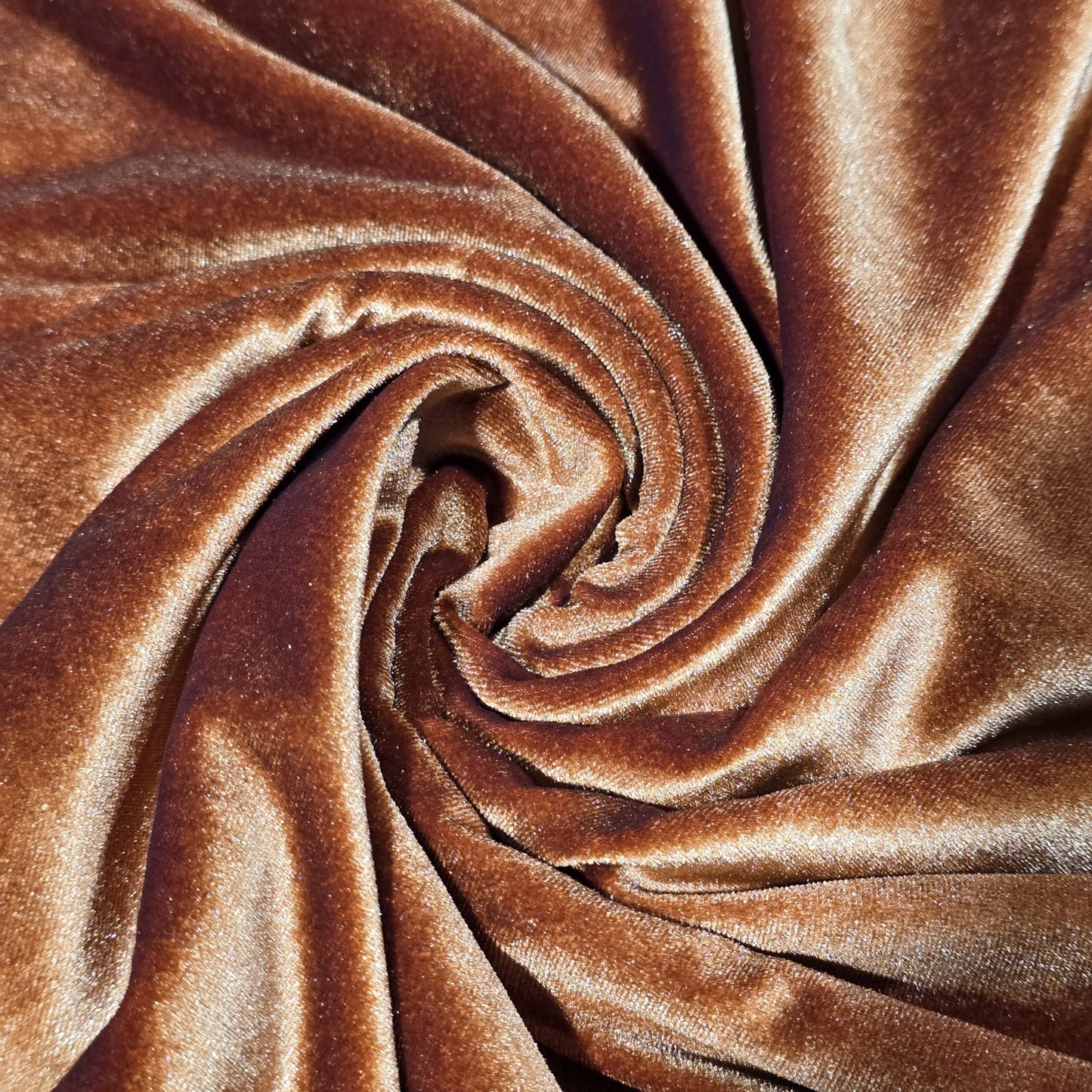 Copper Plain Velour 2 Way Stretch Fabric 58" Wide | Sold by the Meter