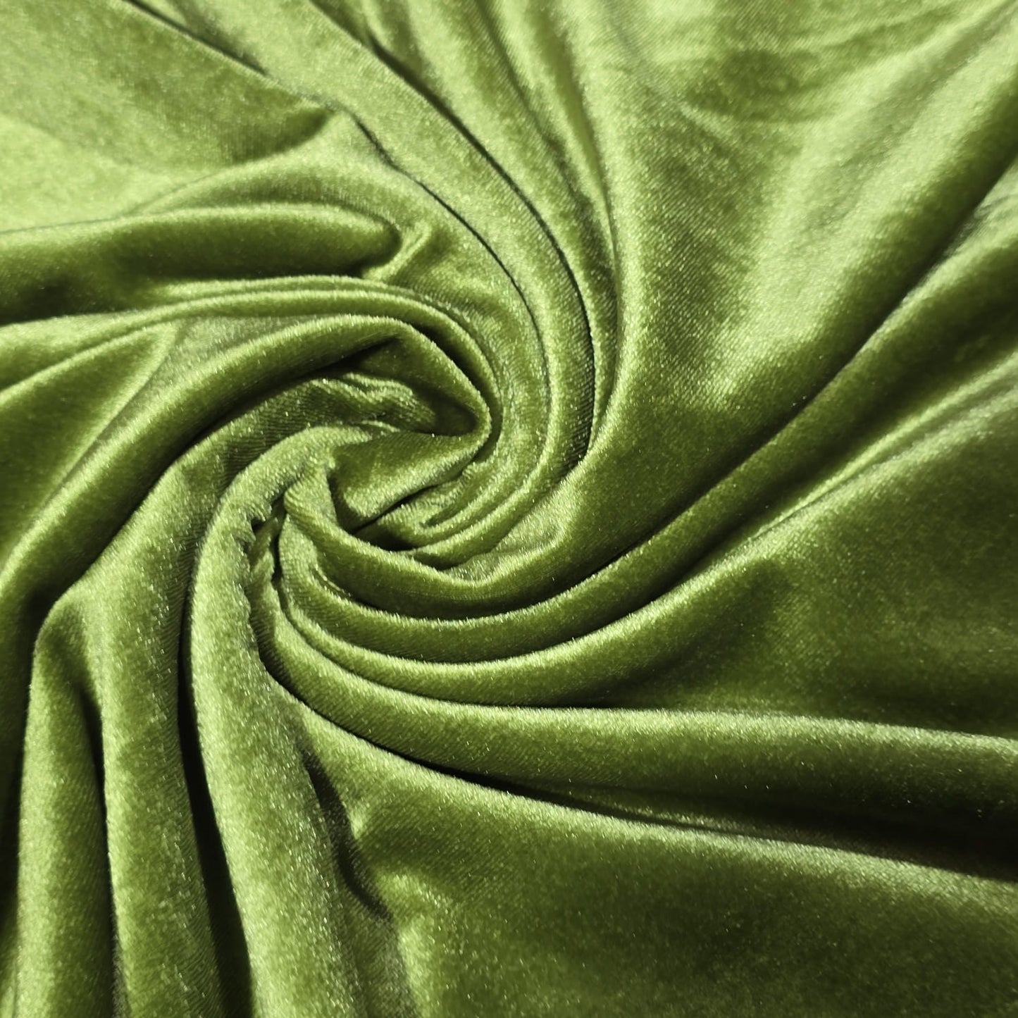 Olive Green Plain Velour 2 Way Stretch Fabric 58" Wide | Sold by the Meter