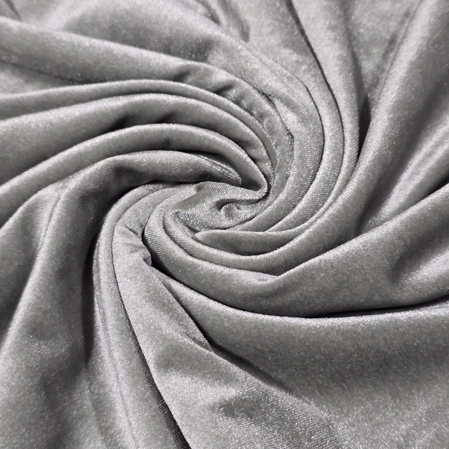 Silver Grey Plain Velour 2 Way Stretch Fabric 58" Wide | Sold by the Meter