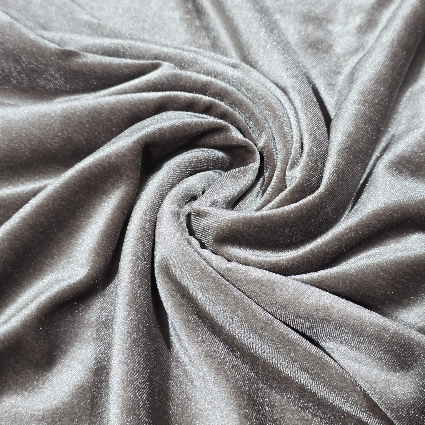 Taupe Grey Plain Velour 2 Way Stretch Fabric 58" Wide | Sold by the Meter