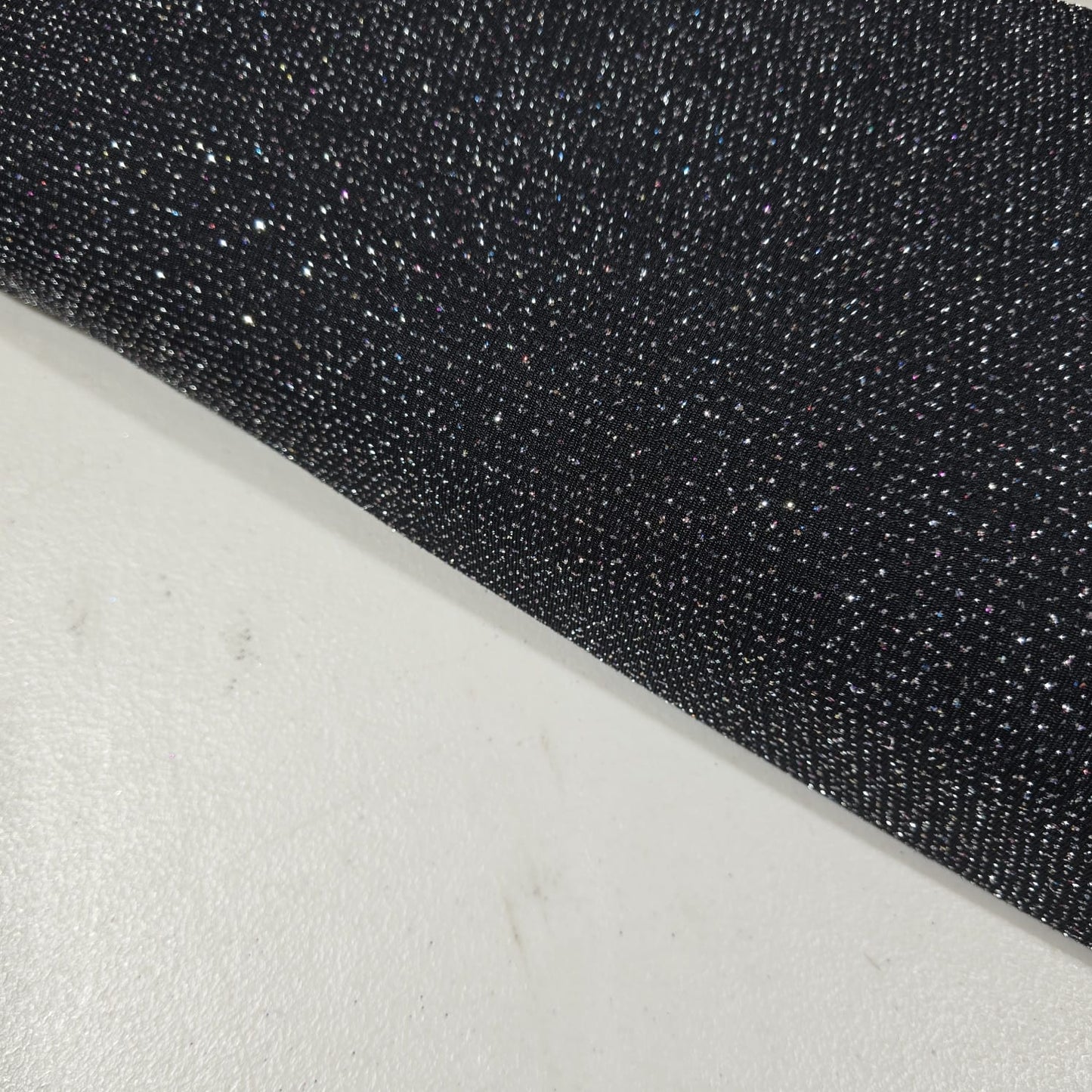 Black Silver Sparkle Jersey Lurex Polyester Material Moonlight Stretch Dress Fabric 58”