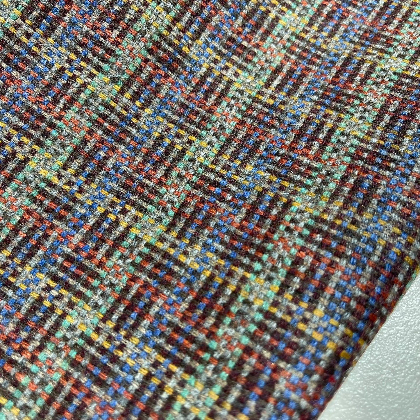 Teal Multi Micro Check Italian Wool Blend Fabric – Premium Coat, Jacket, Dress & Costume Material – 58" Wide