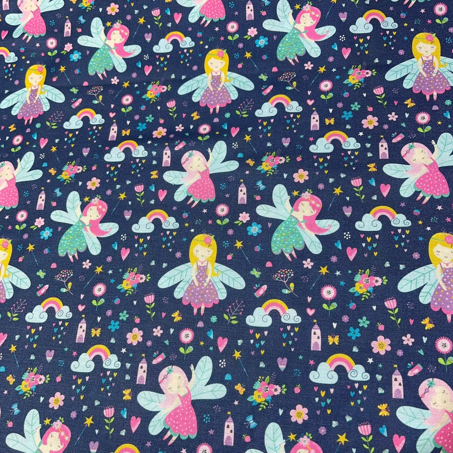 Fairy Rainbow 100% Cotton Quilting Dress Craft Costume Fabric 58" Wide By The Meter