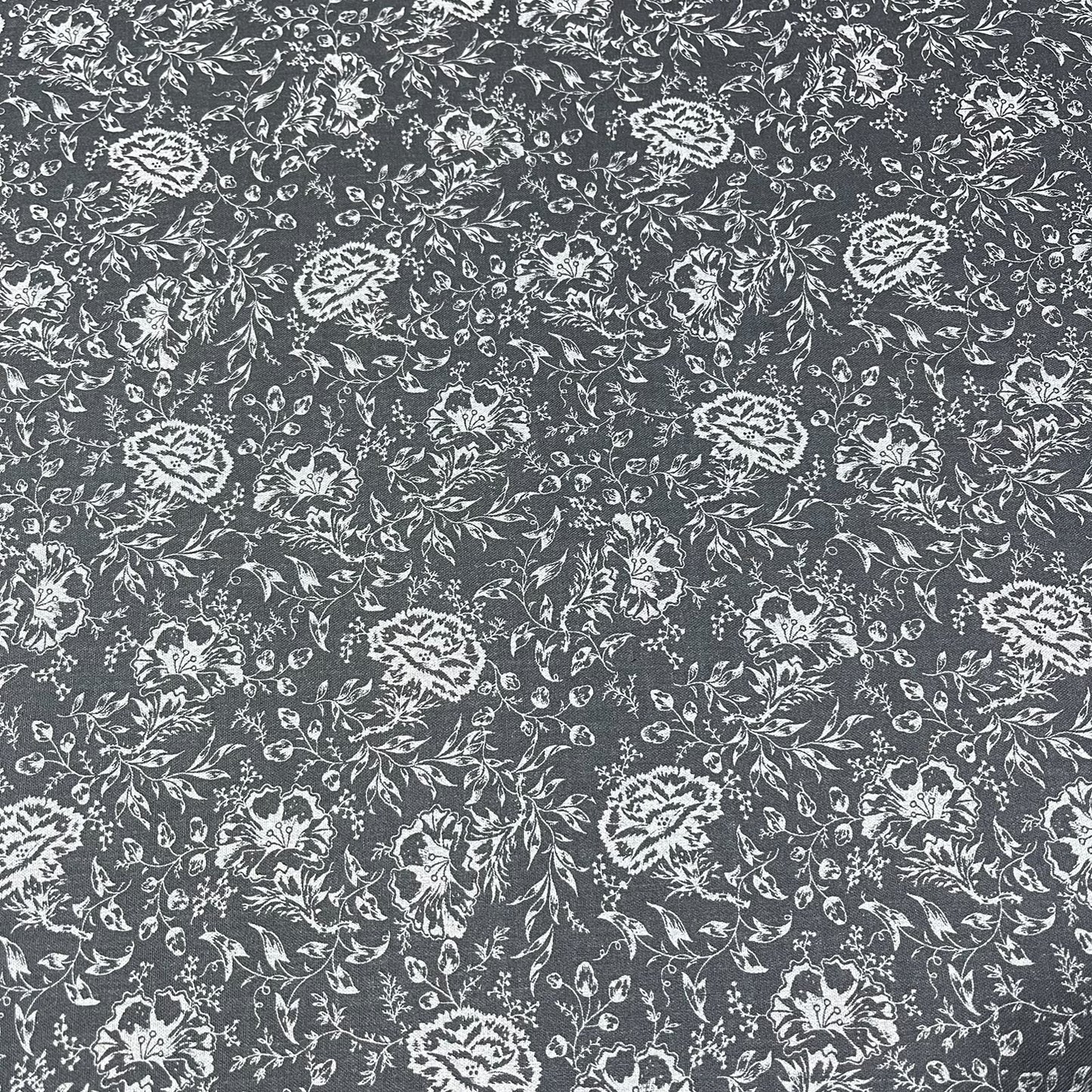 Charcoal Botanical 100% Cotton Quilting Dress Craft Costume Fabric 58" Wide By The Meter