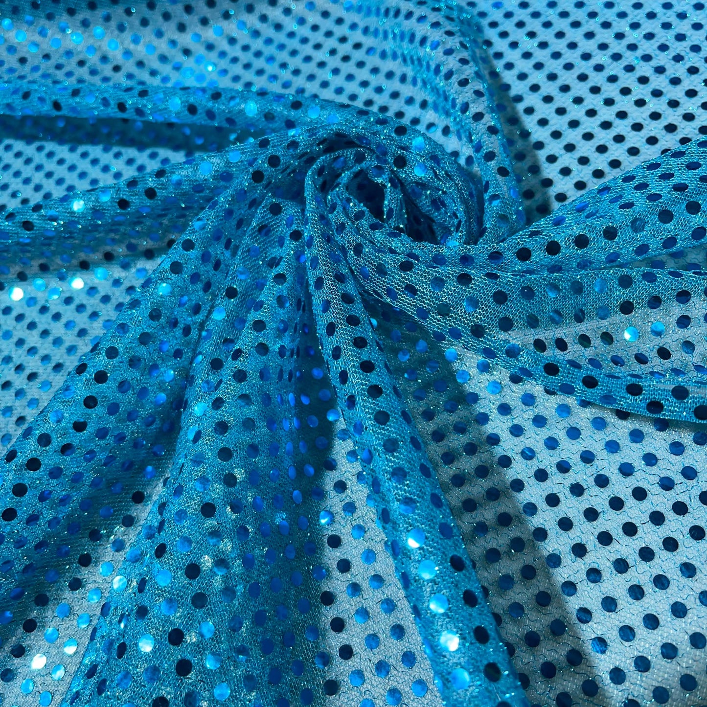Turquoise 1mm Sequin Nylon Jersey Fabric – 44″ Wide Dress Craft Costume Decor Material By The Meter