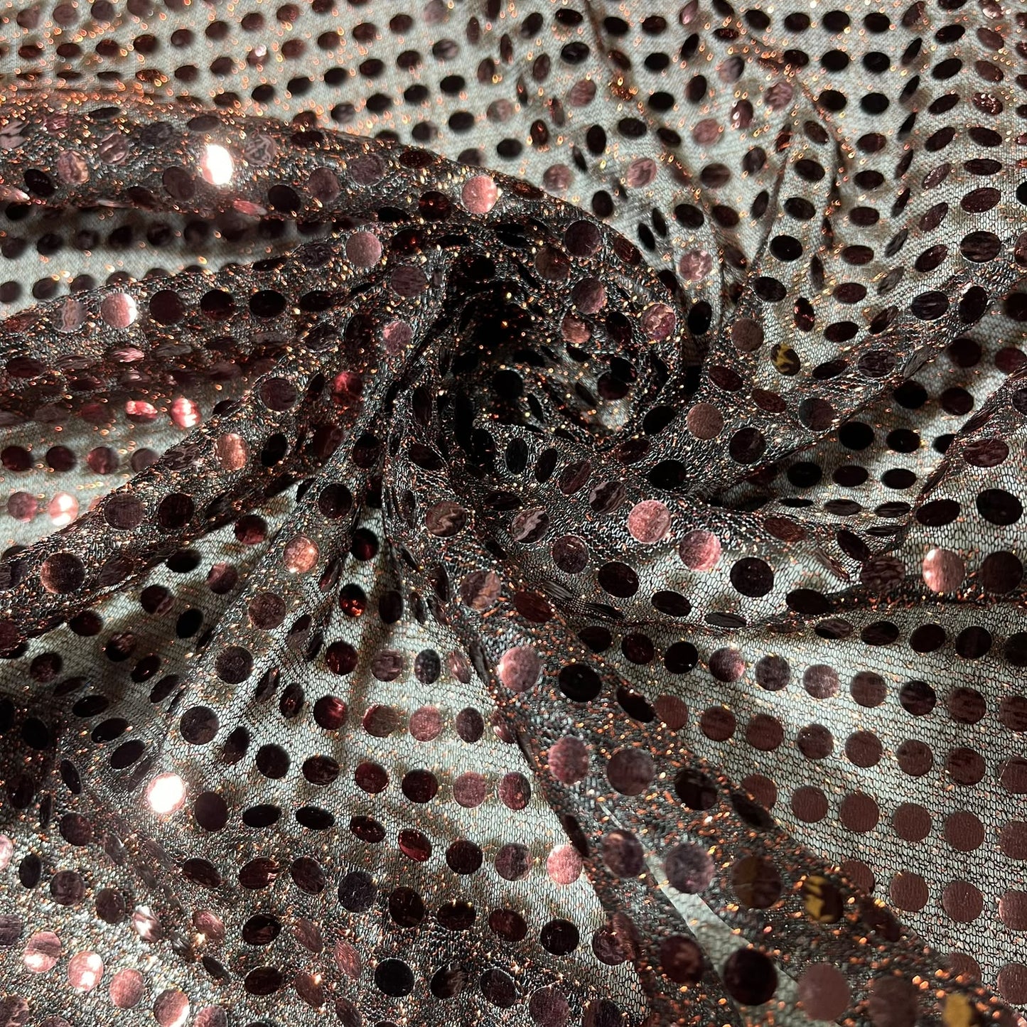Brown 3mm Sequin Nylon Jersey Fabric – 44″ Wide Dress Craft Costume Decor Material By The Meter