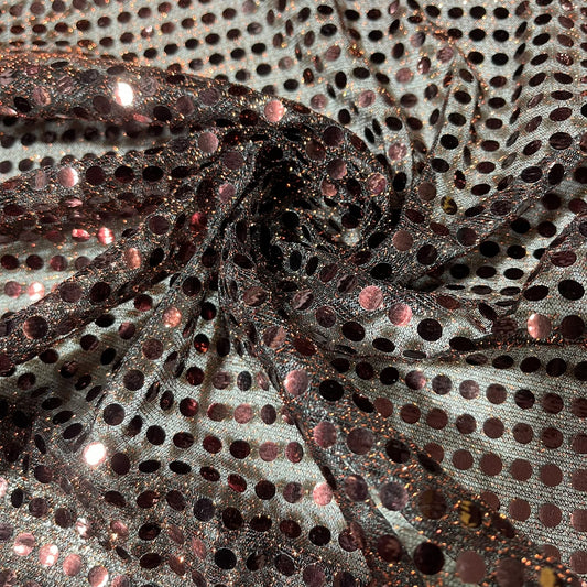 Brown 3mm Sequin Nylon Jersey Fabric – 44″ Wide Dress Craft Costume Decor Material By The Meter