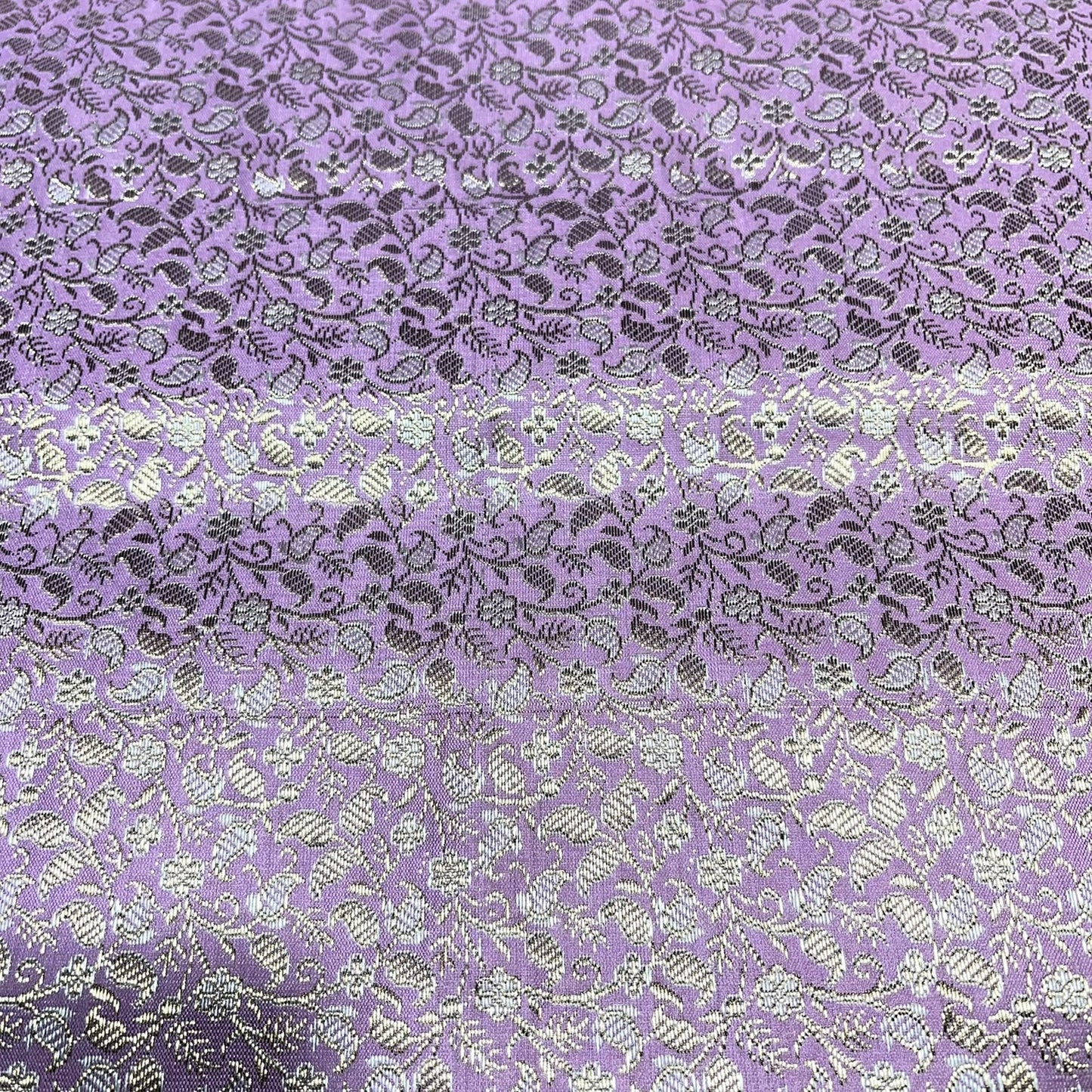 Lilac Paisley Floral Banarasi Brocade Bridal, Dressmaking, Costume Fabric 44" Wide By The Meter