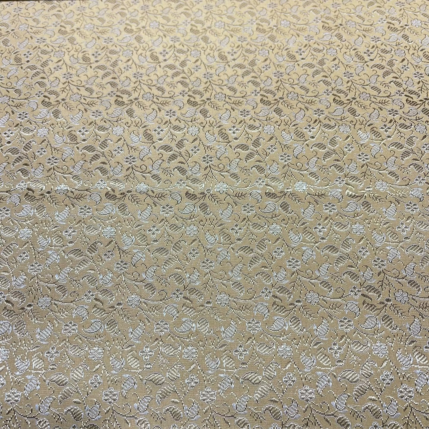 Gold Paisley Floral Banarasi Brocade Bridal, Dressmaking, Costume Fabric 44" Wide By The Meter