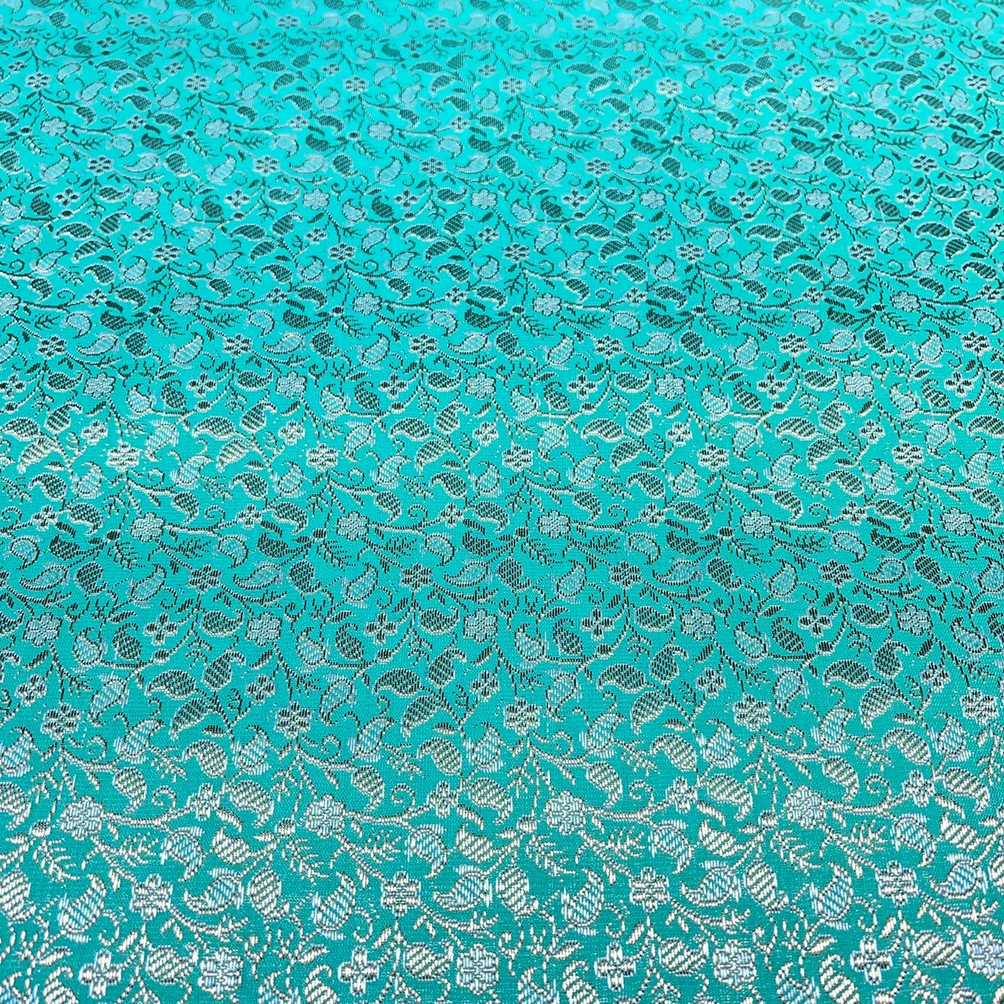Jade Paisley Floral Banarasi Brocade Bridal, Dressmaking, Costume Fabric 44" Wide By The Meter