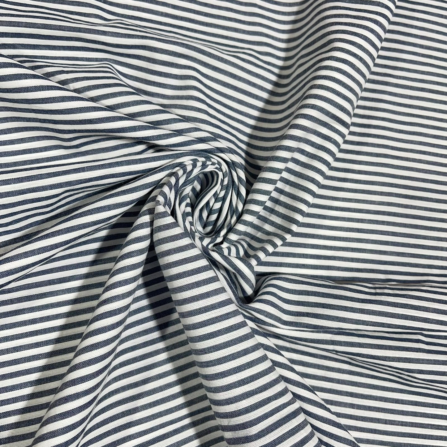 Navy & White Stripe Cotton Poplin Fabric 58" Wide – Striped Dressmaking Fabric By The Metre