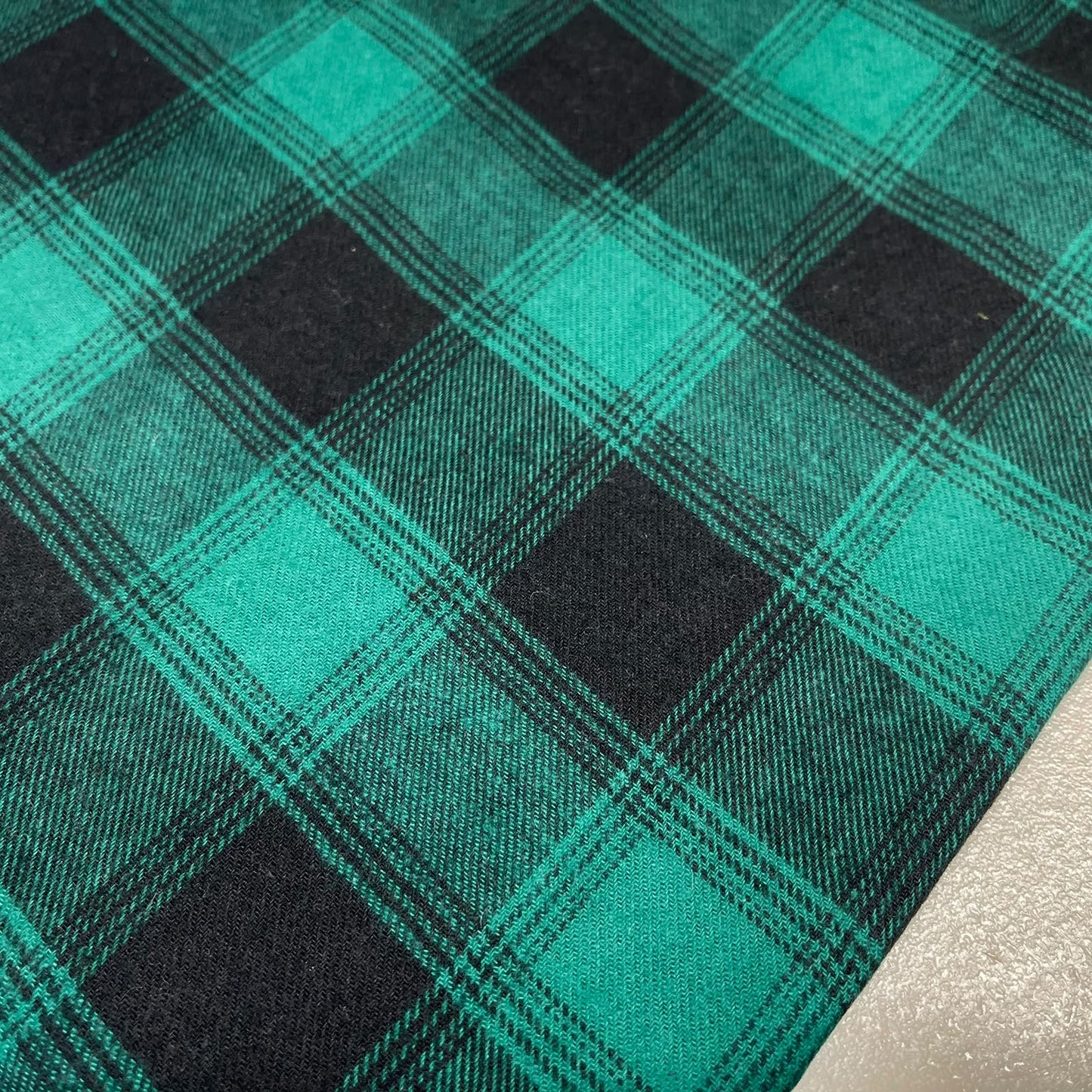 Green Black Tartan Brushed Cotton Fabric 58" Wide – Soft Plaid Check Fabric By The Metre