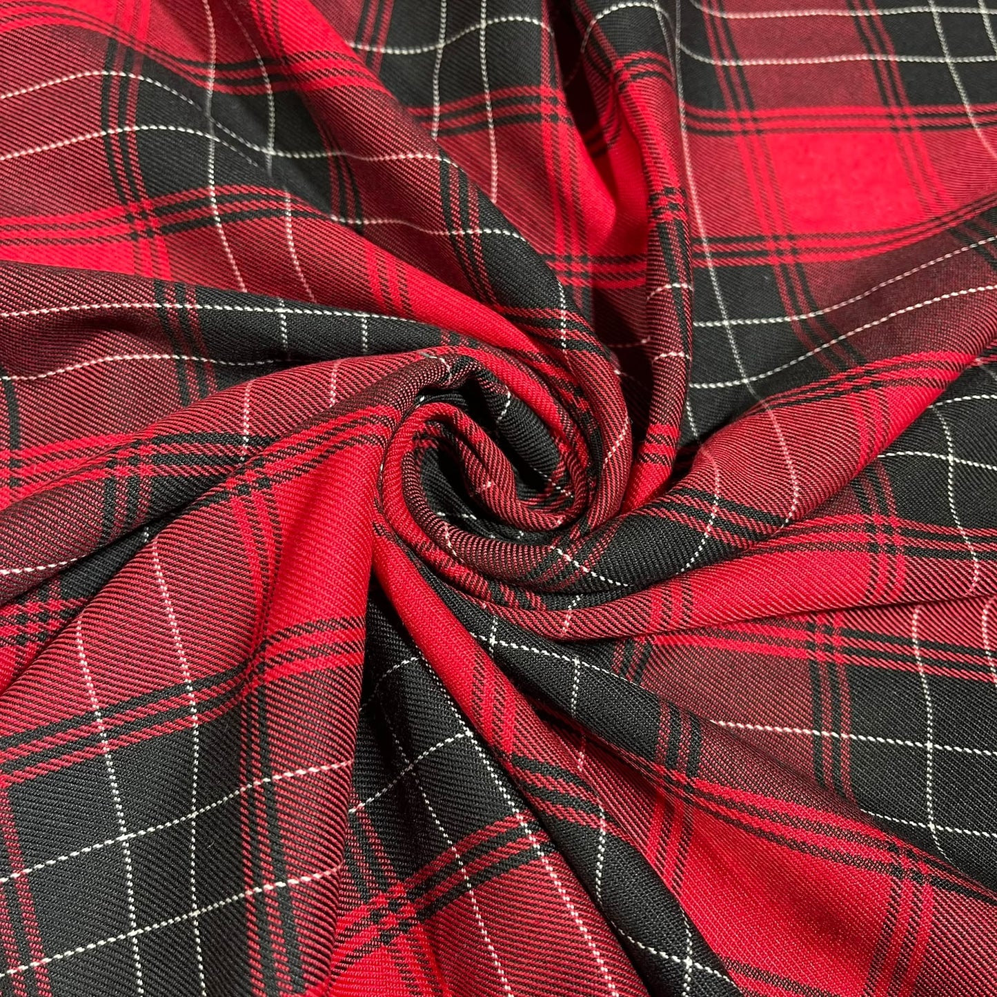 Red Black Tartan Viscose Fabric – Classic Plaid Check Dressmaking Clothing Fabric 58" Wide By The Metre