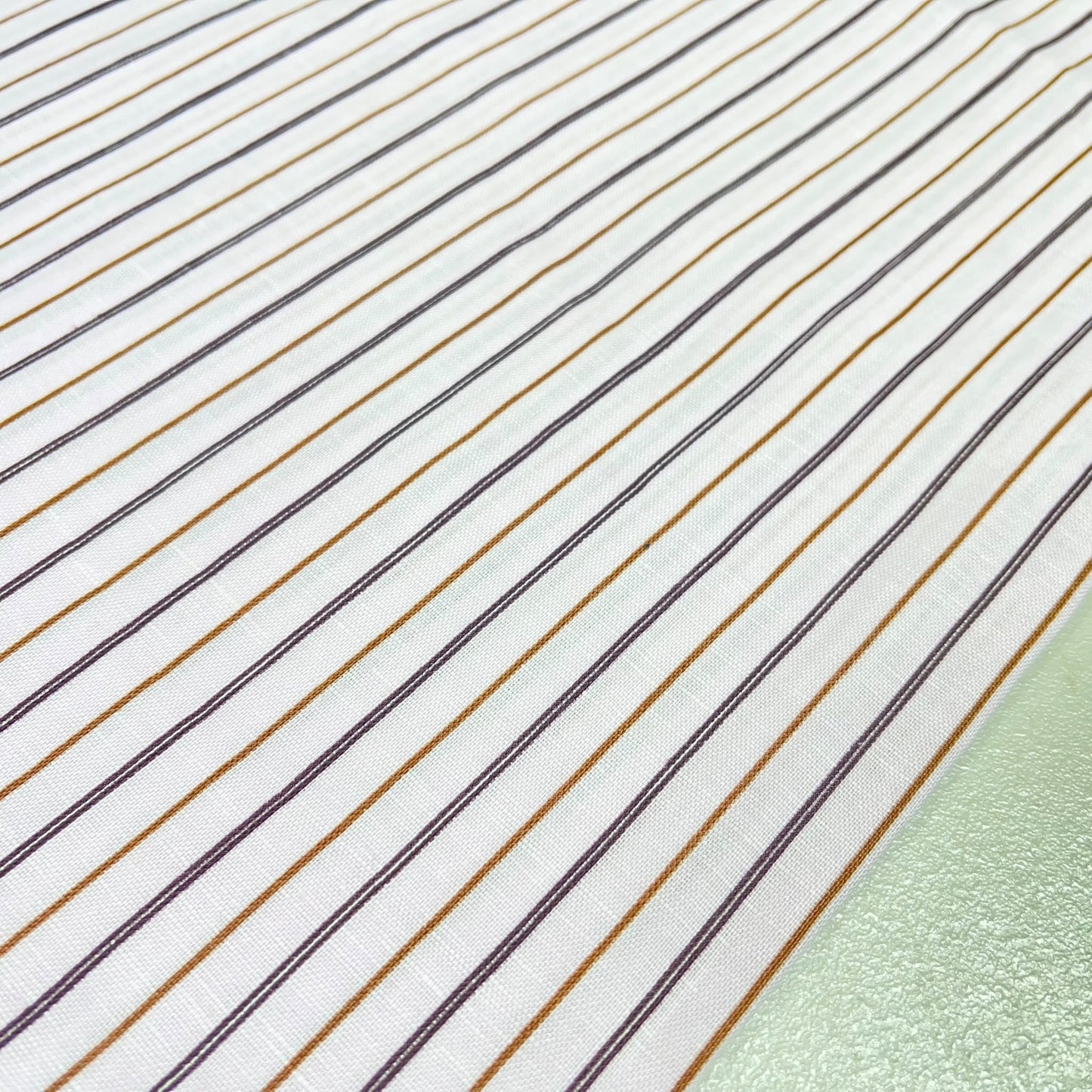Blush & Ochre Stripe 100% Cotton Striped Linen Dressmaking Quilting Crafts Sewing Fabric 58" Wide By The Meter