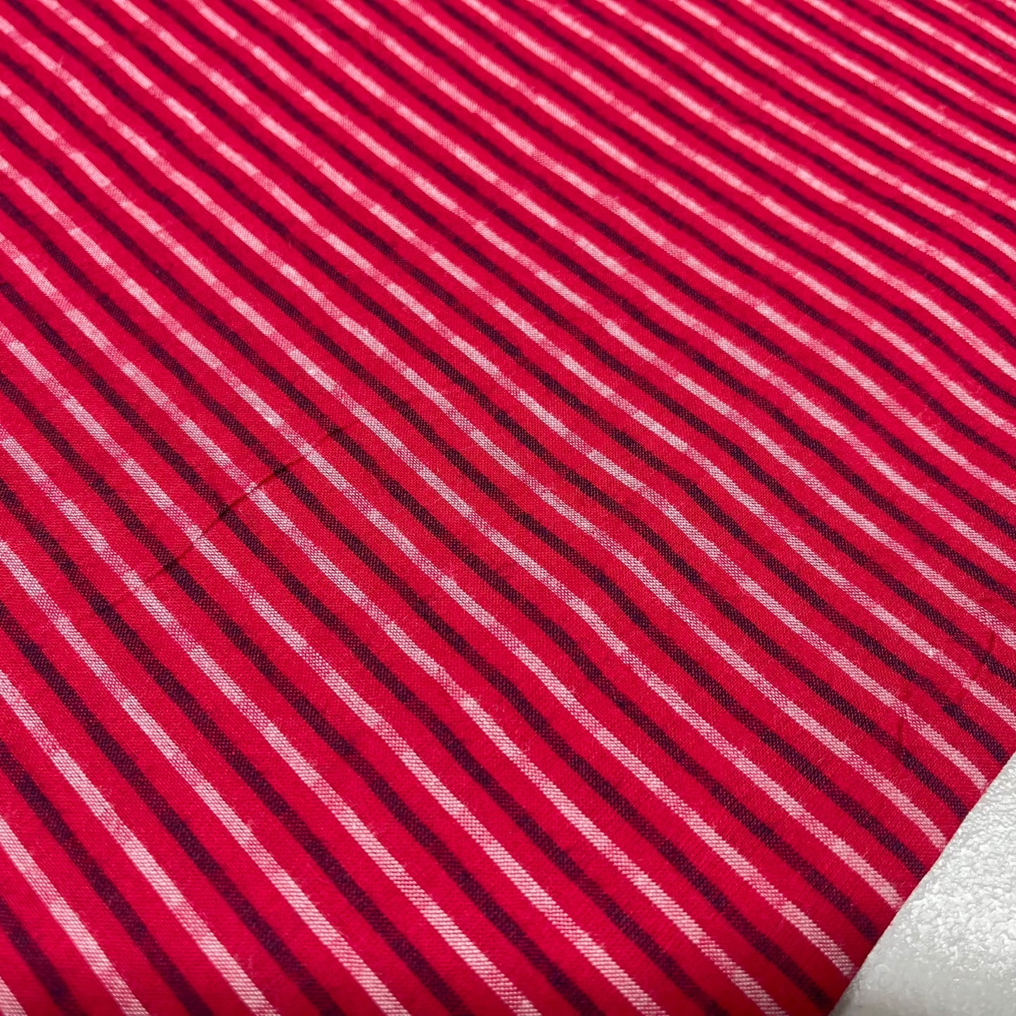 Raspberry Red Pinstripe 100% Cotton Striped Linen Dressmaking Quilting Crafts Sewing Fabric 58" Wide By The Meter