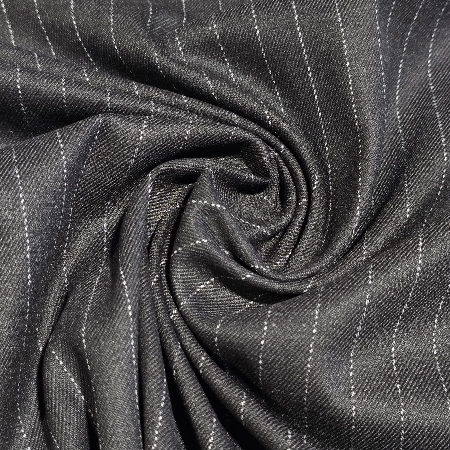 Black Pinstripe Polyester Suiting Fabric 58" Wide – Tailoring Blazer Trouser Waistcoat Dress Material By The Metre