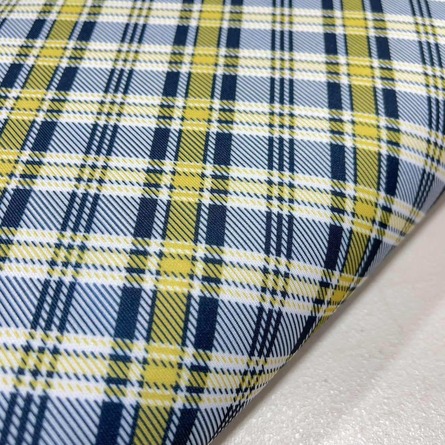 Yellow Navy Tartan Check Scuba Fabric 58" Wide – Plaid Stretch Dressmaking Fabric By The Metre