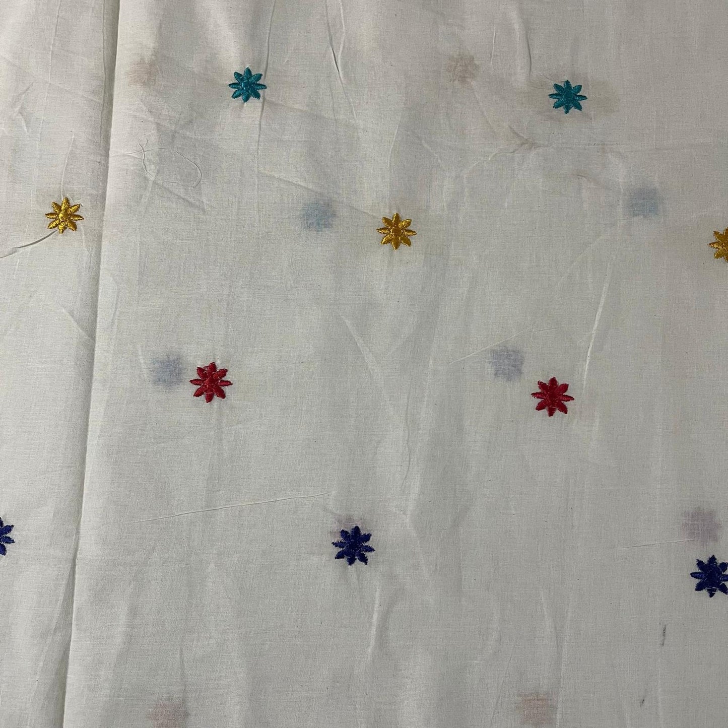 Cotton Embroidery Fabric Floral Golden Zari Metallic Dress Craft Material 44" Wide