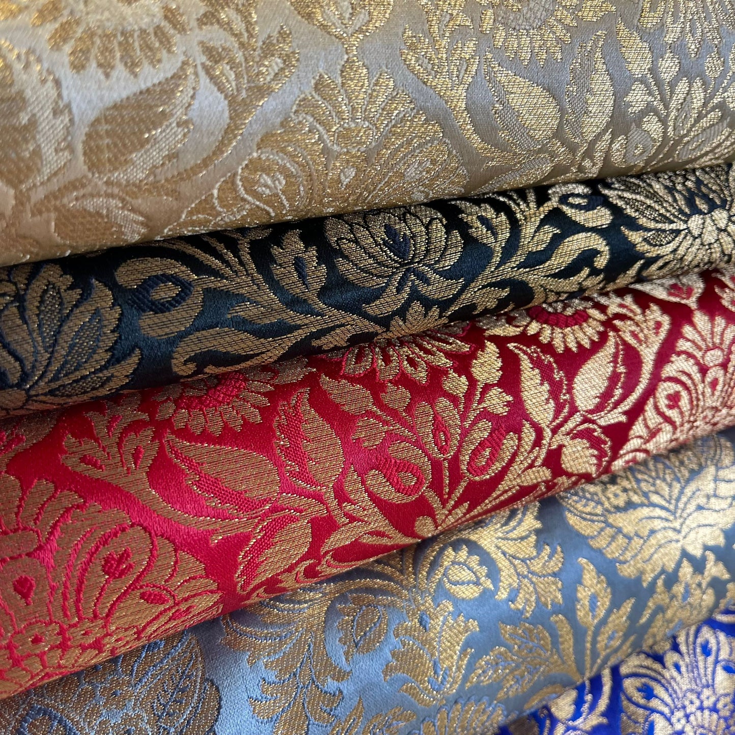 Damask Metallic Brocade Floral Fabric Dress Craft Costume Material 44" Wide By The Meter
