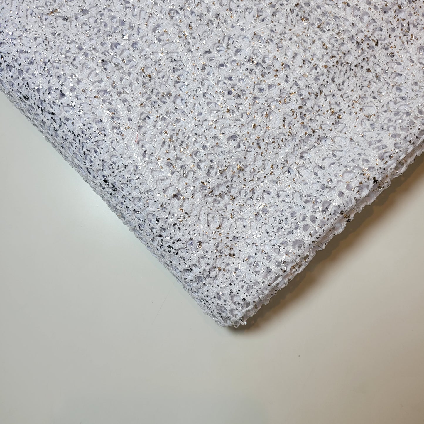 Weißes Speckle #2 Floral Braut Spitze Stoff Polyester Mesh Elasthan Mischung Kleid Material 58" Meterware