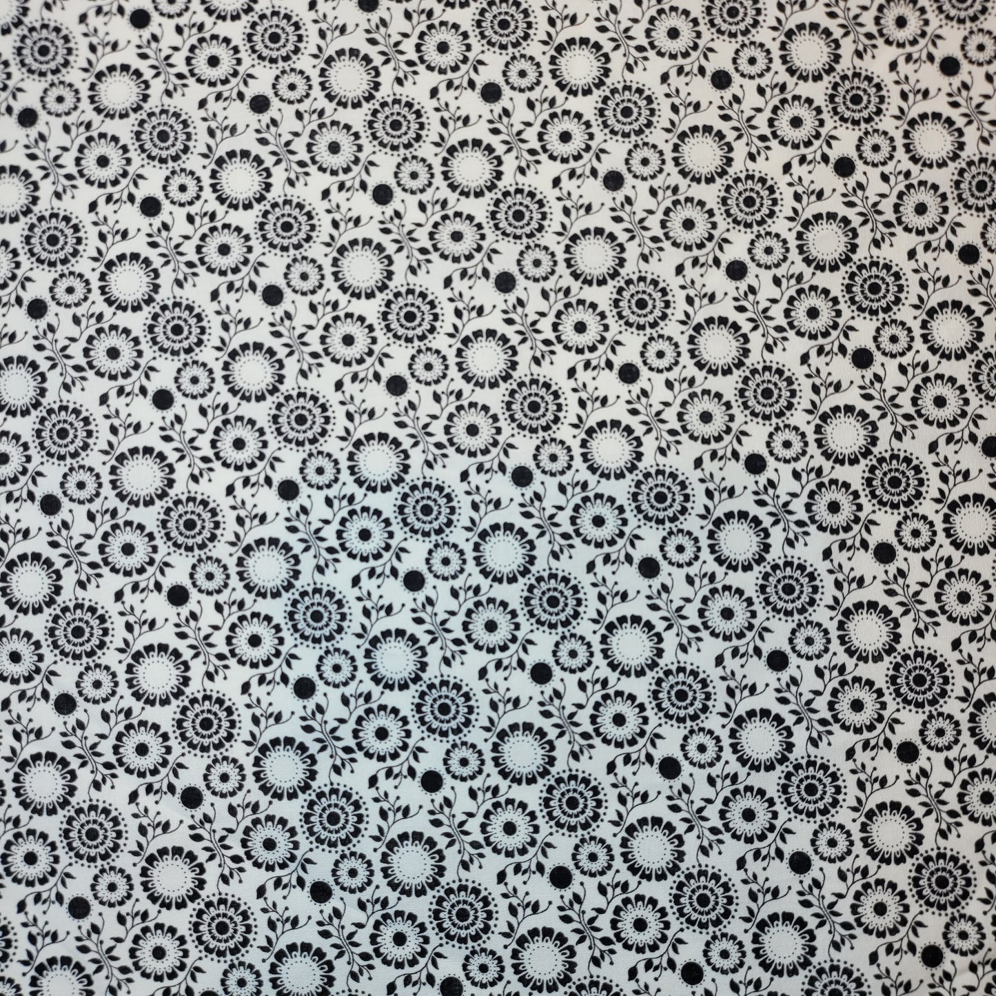 White Vector Floral Soft 100% Cotton Floral Fabric for Kids’ Sewing and Quilting – 44" Wide, Perfect for Dresses and Crafts
