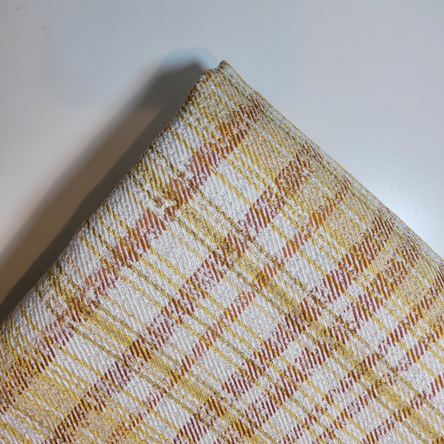 Yellow Orange Tweed Stripe Fabric Medium Weight Curtain Soft Furnishing Fabric 58" By Meter