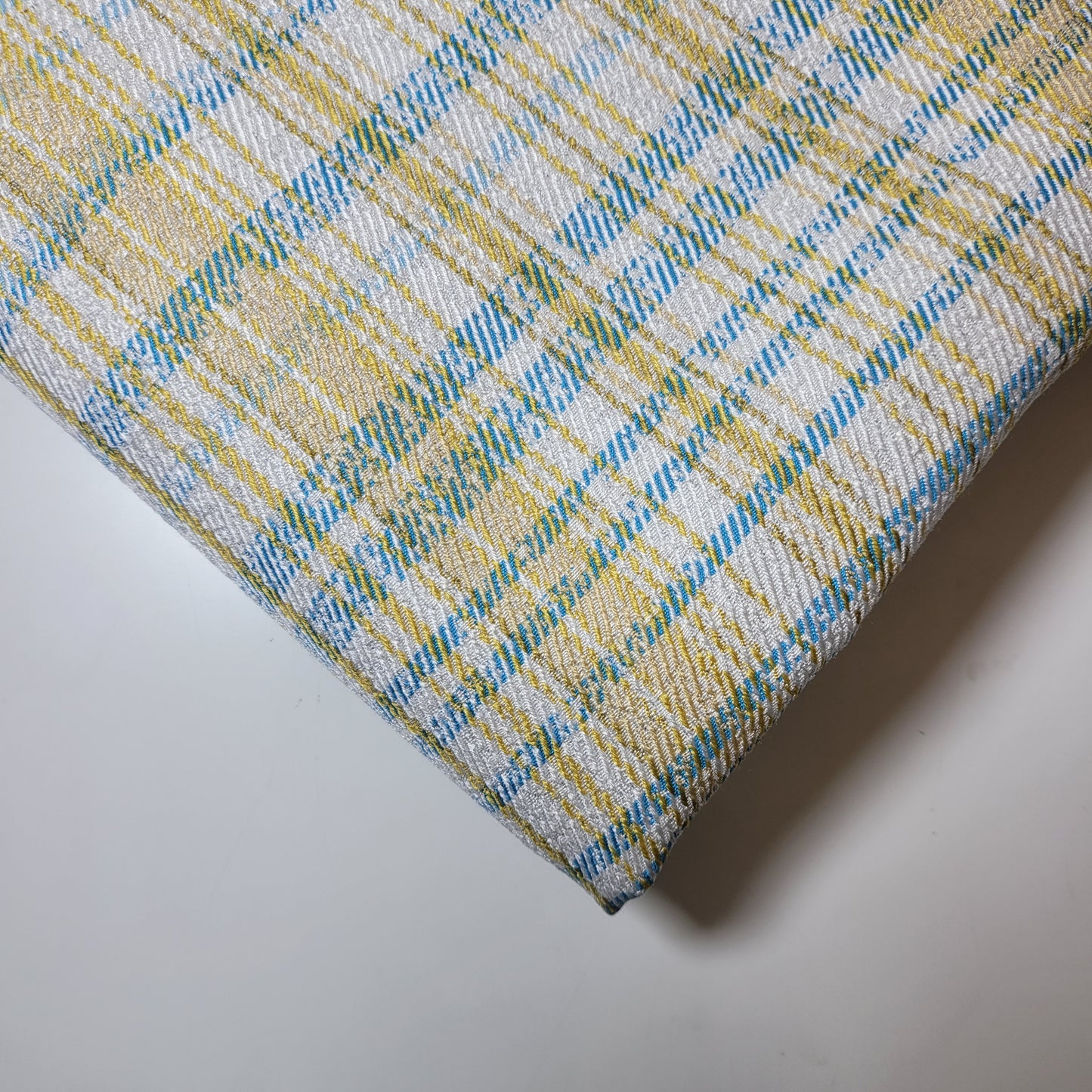 Yellow Turquoise Tweed Stripe Fabric Medium Weight Curtain Soft Furnishing Fabric 58" By Meter
