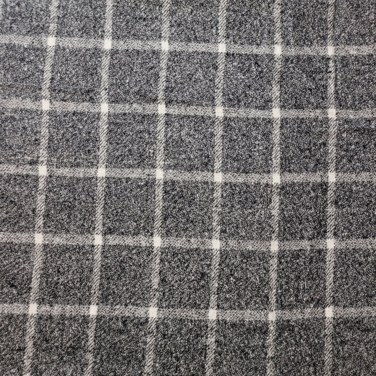 black and white tartan print brushed cotton fabric