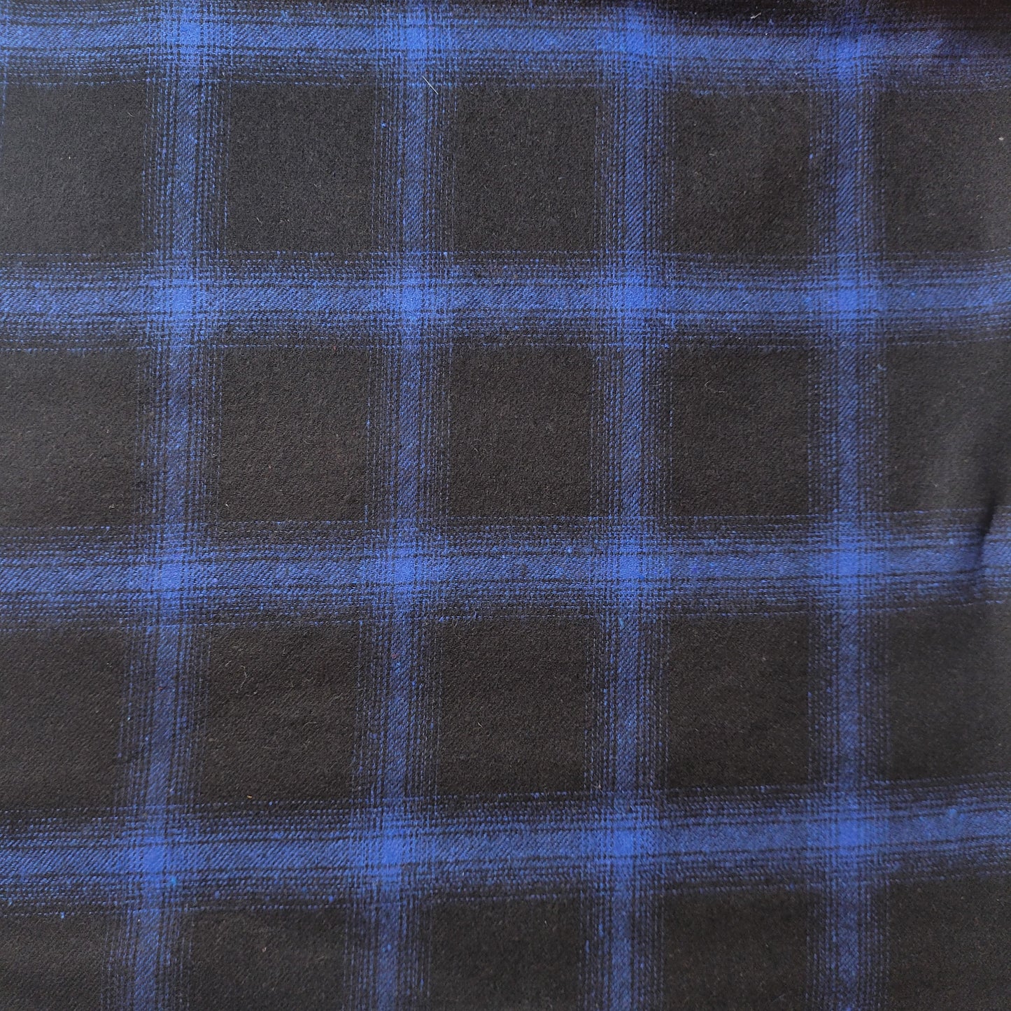 blue and black tartan brushed cotton winceyette flannel fabric