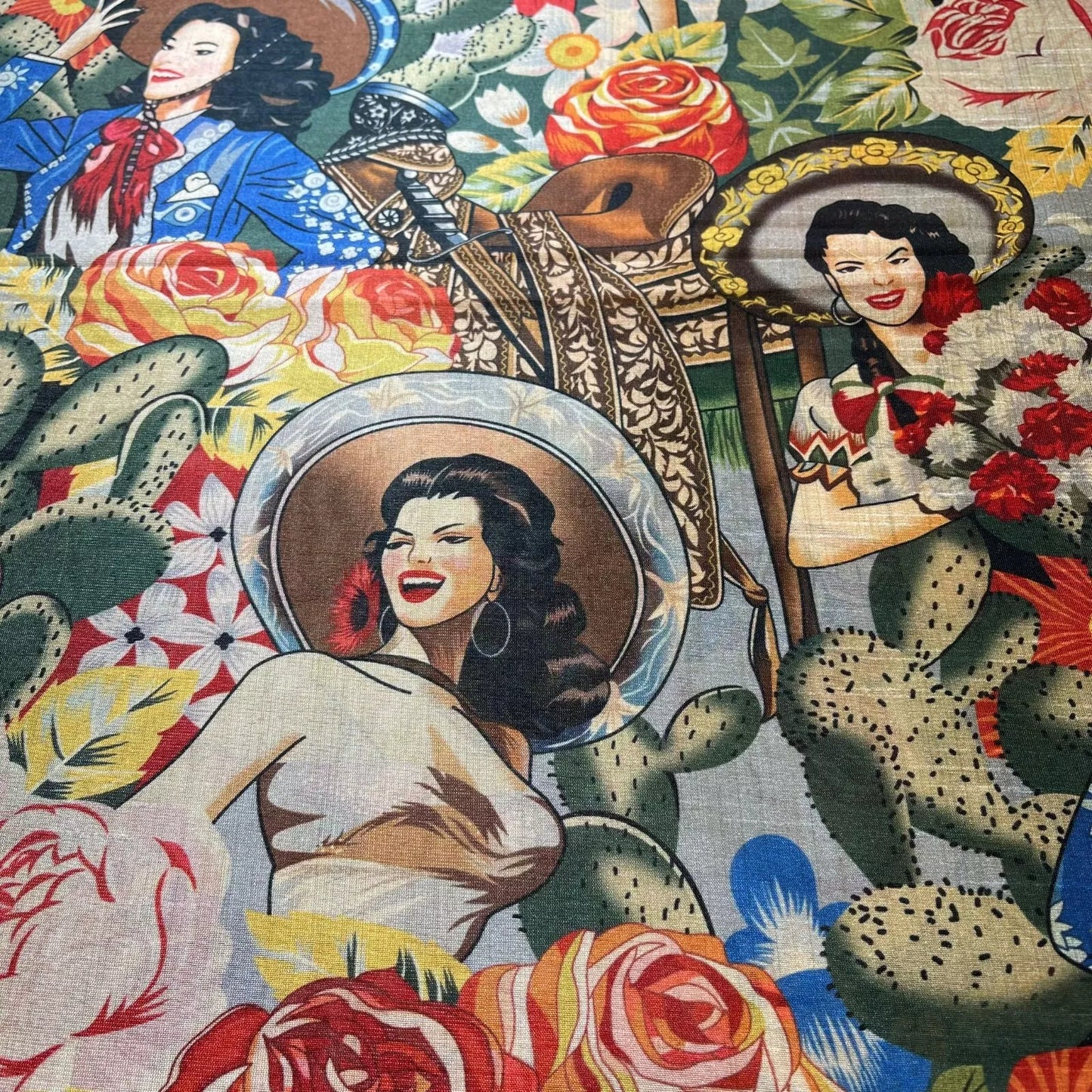 Polyester Raw Silk Material Freda Kahlo Dress Craft Quilting Fabric 44" By The Meter