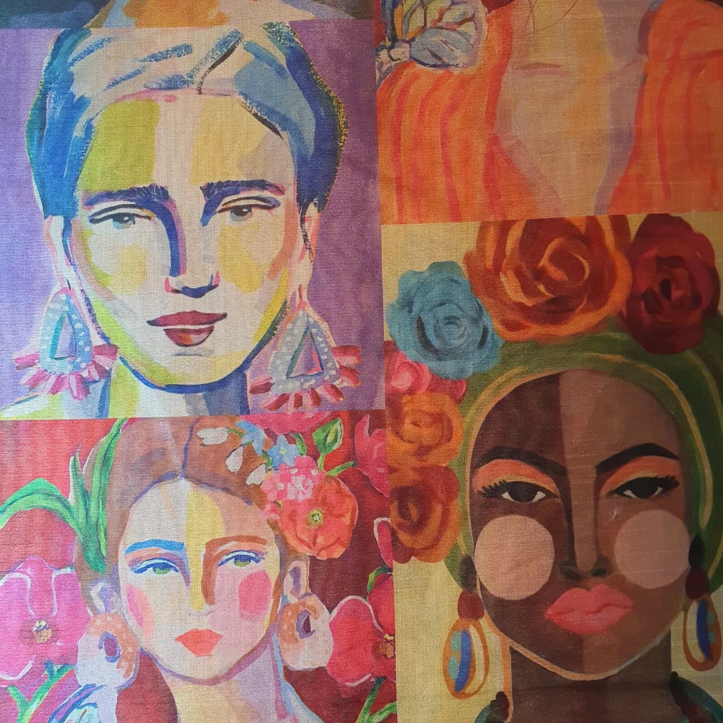Polyester Raw Silk Material Freda Kahlo Dress Craft Quilting Fabric 44" By The Meter