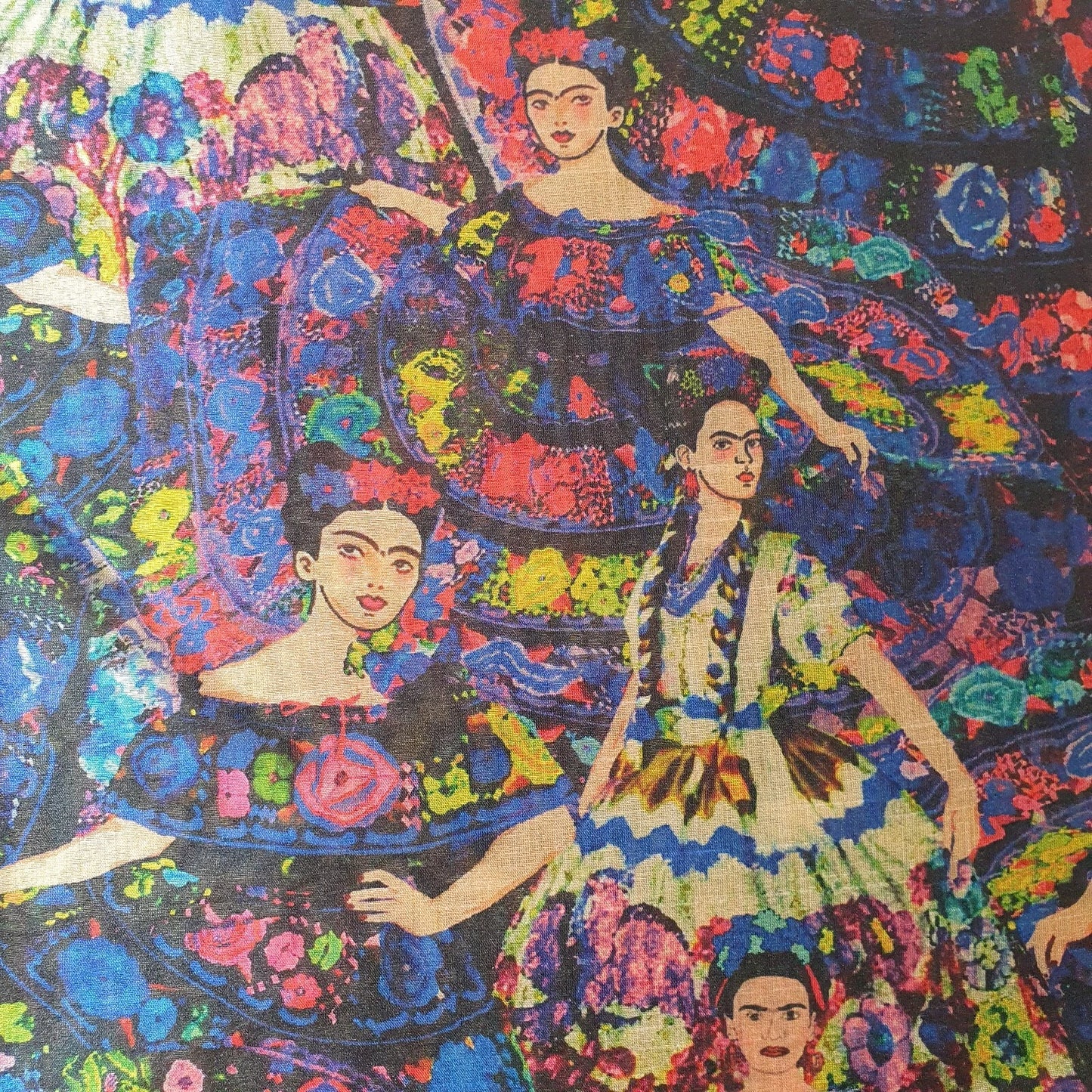 Polyester Raw Silk Material Freda Kahlo Dress Craft Quilting Fabric 44" By The Meter