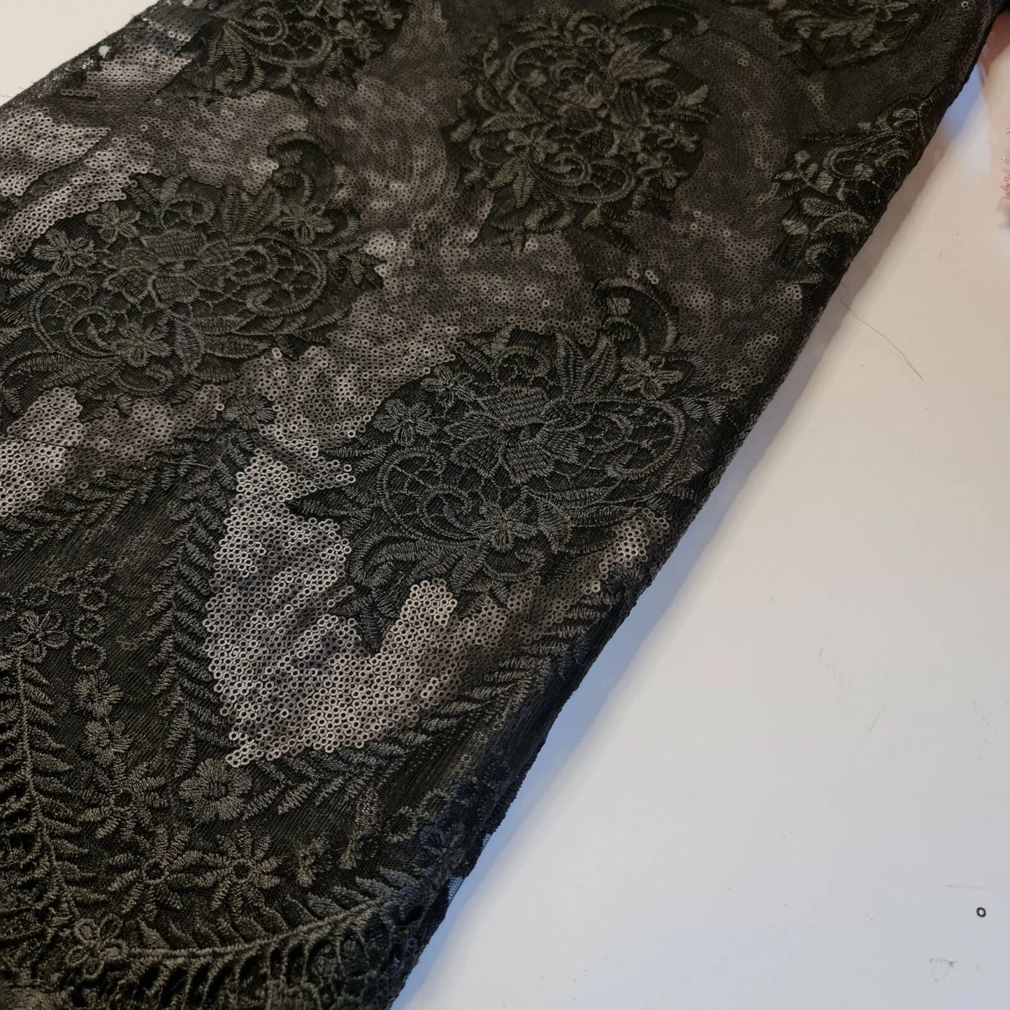 Sequin Embroidery Lace Border Material Dress Craft Wedding Fabric 58" Wide By The Meter