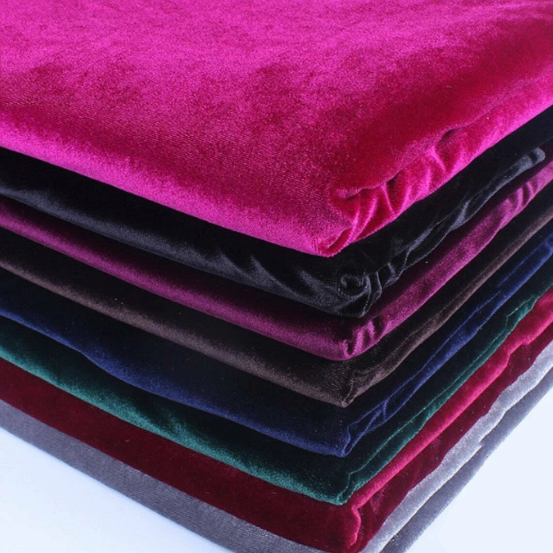 Luxurious Soft Velour Velvet Fabric Plain Stretch Dress Craft Material 58" Wide By The Meter