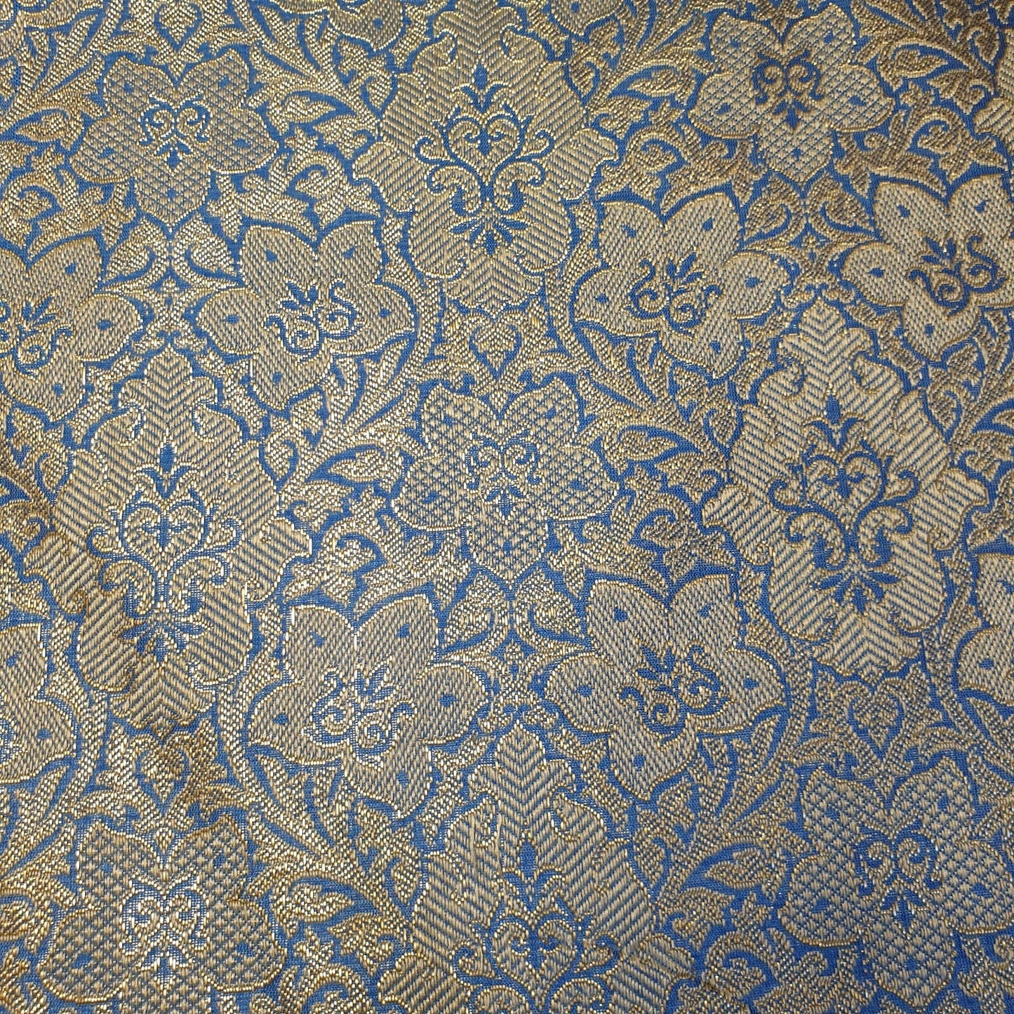 Sky Blue Indian Banarasi Brocade Fabric Gold Jacquard Dress Craft Material 44" By Meter