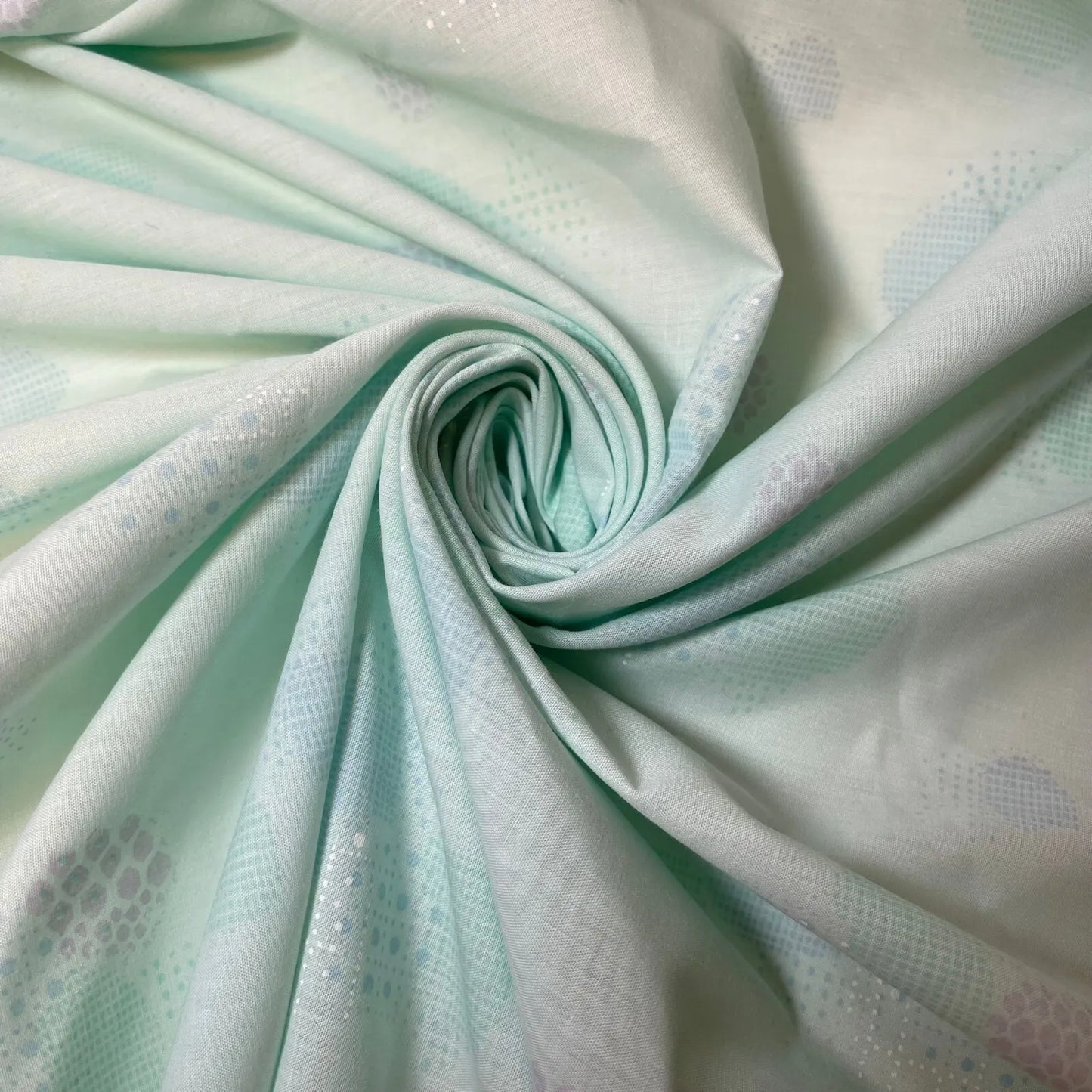 Mint Multi Circle 100% Cotton Vintage Material Novelty Floral Dress Craft Quilting Fabric 44"