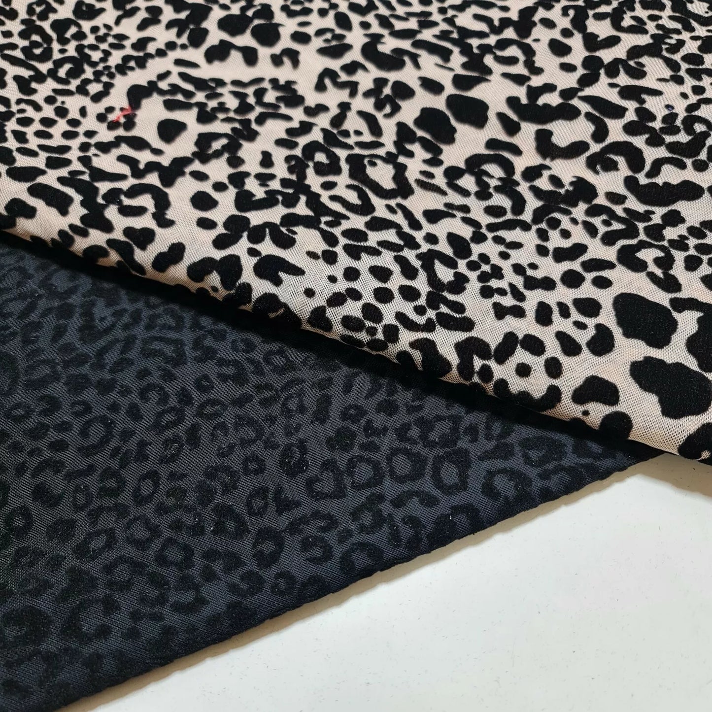 Leopard Velvet Flock Mesh Net Fabric Sheer Stretch Dress Craft Material 58" Wide By The Meter