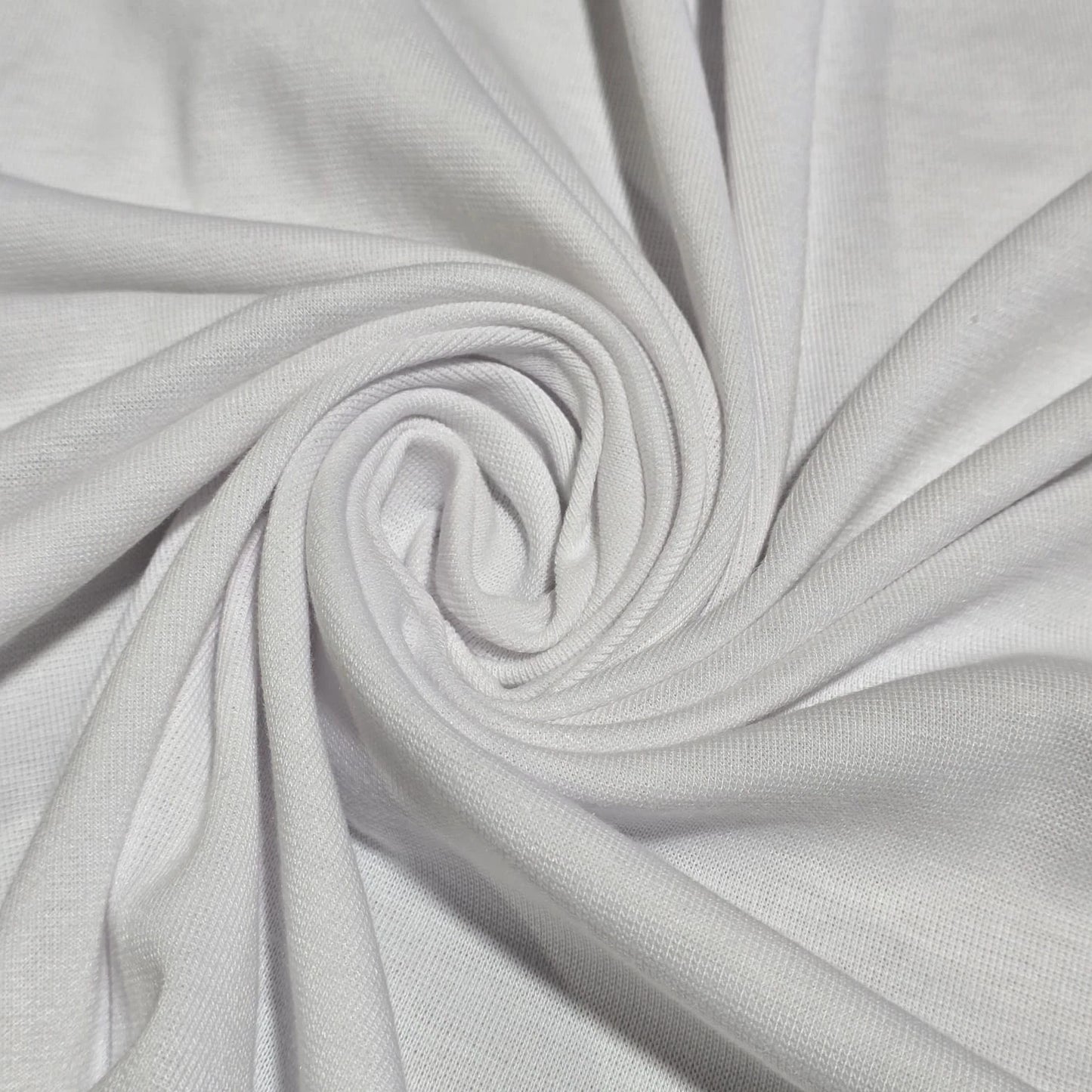 White 100% Knitted Jersey Stretch Interlock Scuba Rib Fleece Fabric Material 58" Wide