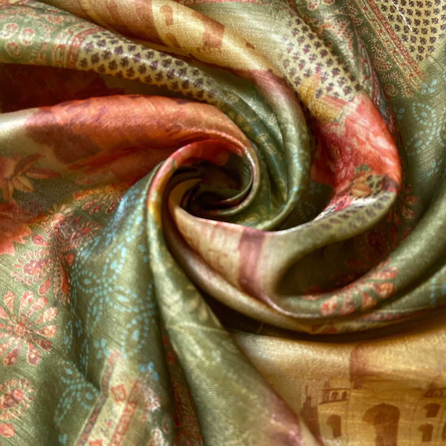 Cream Taj Mahal Floral Polyester Raw Silk Material Dress Craft Quilting Fabric 44" By The Meter