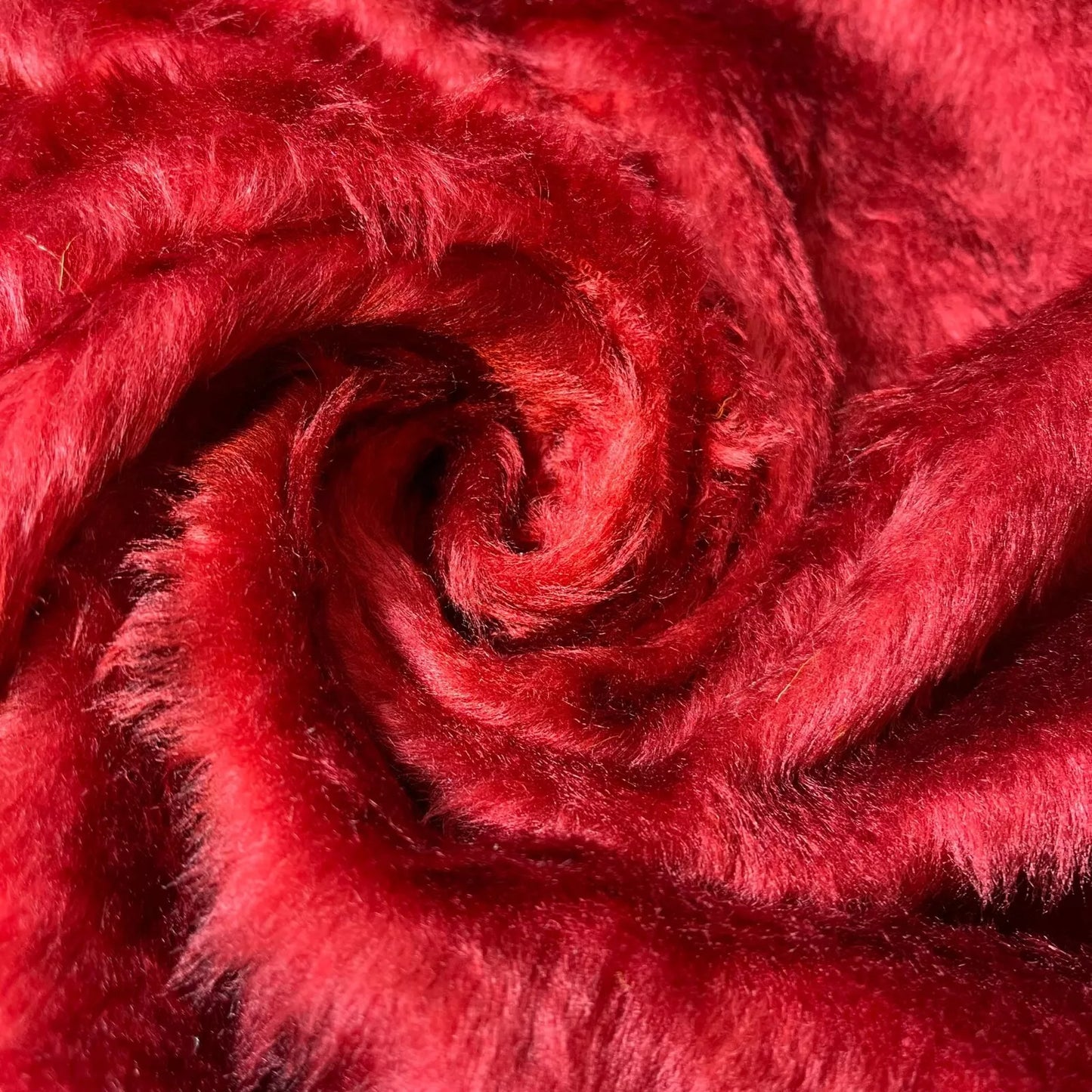 Cherry Red Faux Fur Fabric Luxury Handle Short Pile Furry Soft Cuddly Material 58"